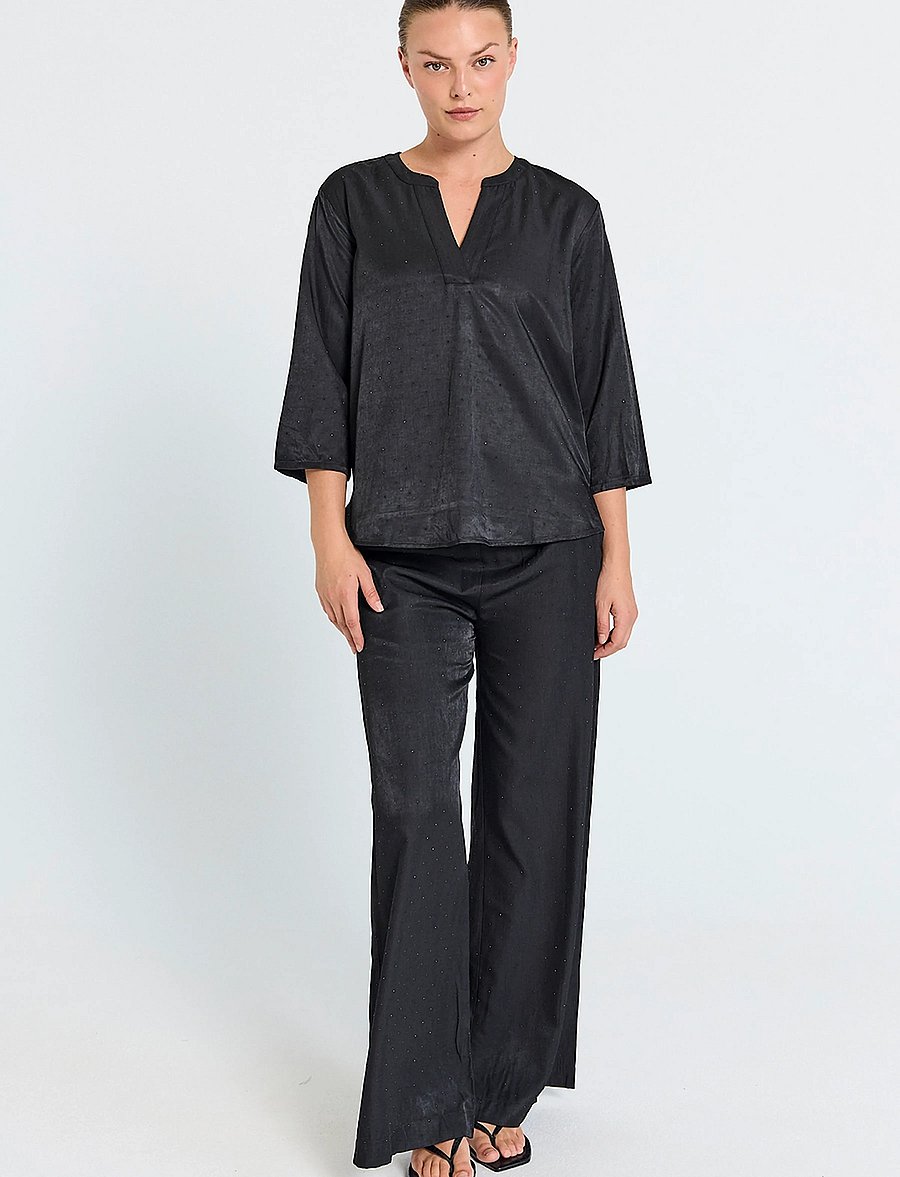 FREE/QUENT - FQHILDA-PANTS - bukser med brede ben - black - 3