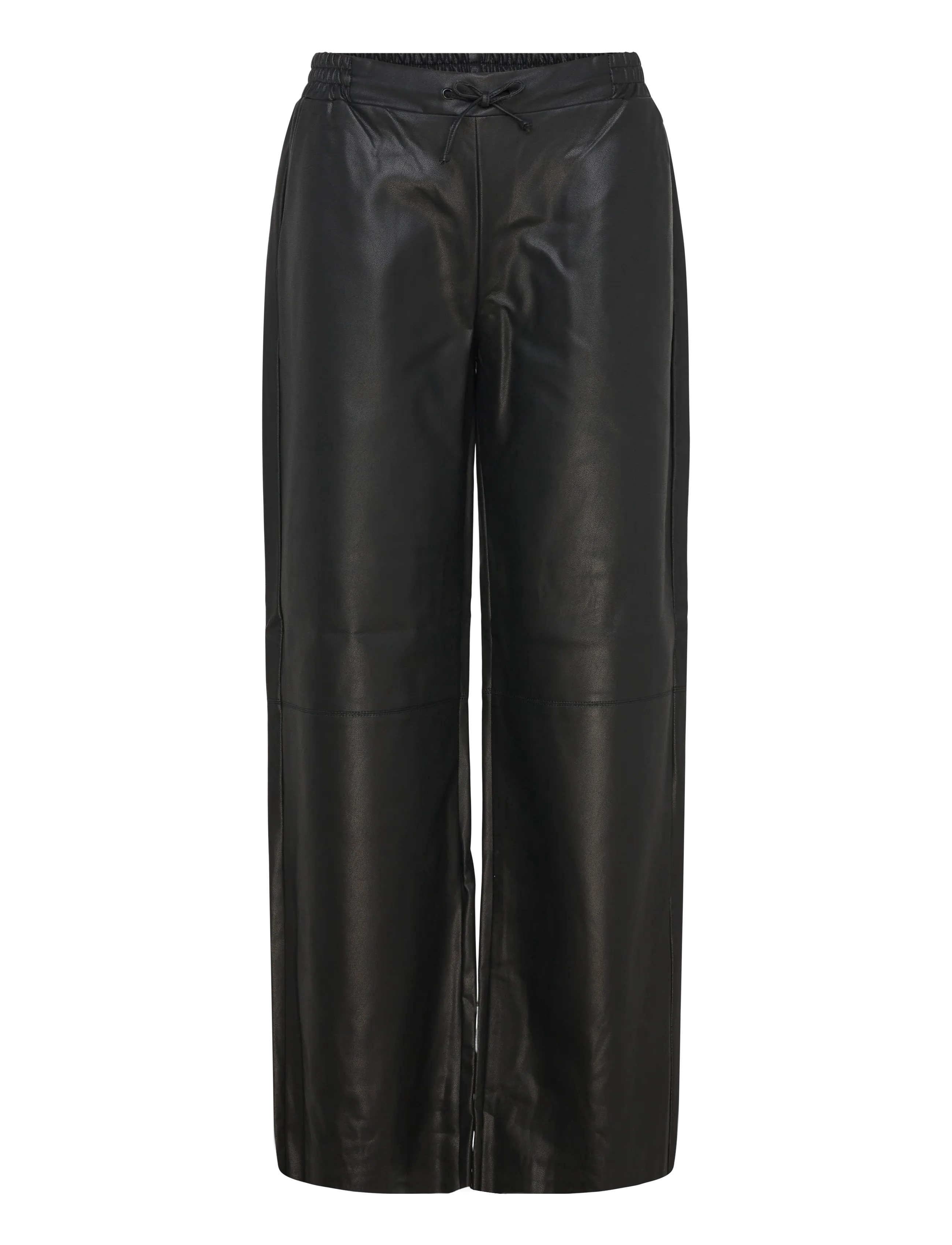 FREE/QUENT FQVEGGY-PANTS - Læderbukser - BLACK / black
