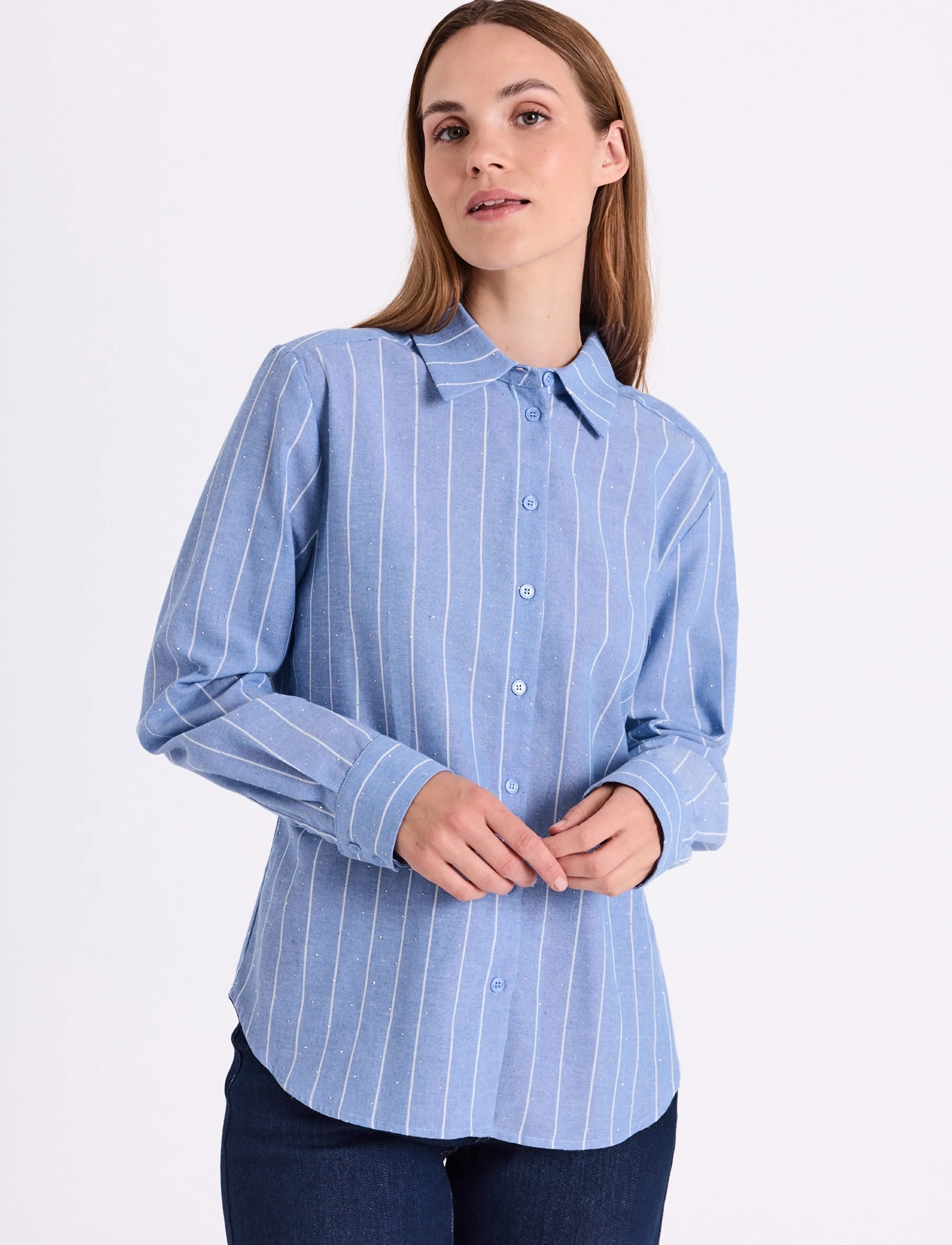 FREE/QUENT FQSOLLY-SHIRT - Bluser & Skjorter - VISTA BLUE W. STAR OFF-WHITE / blue