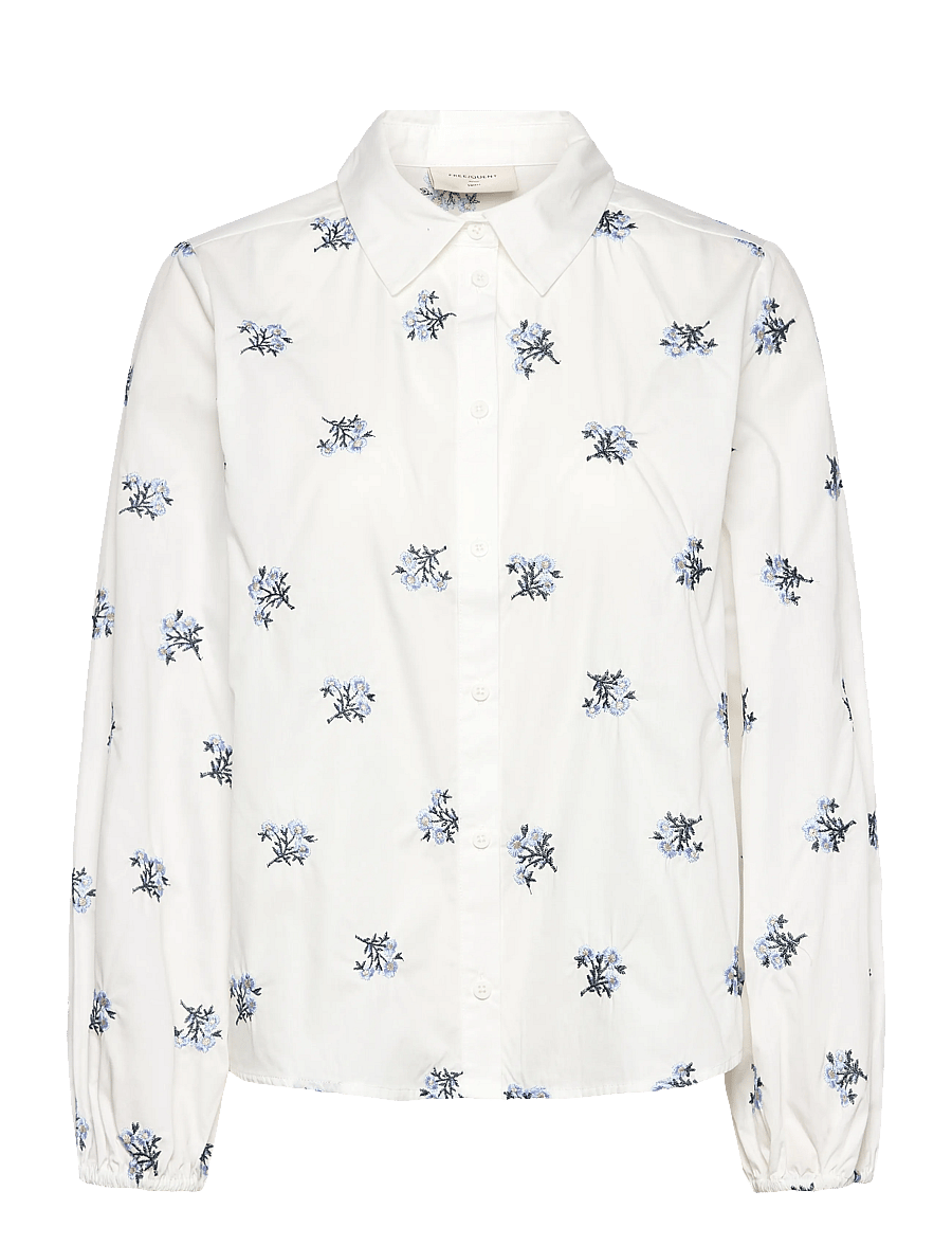 FREE/QUENT - FQLEILA-BLOUSE - langermede bluser - star off-white w. vista blue - 1