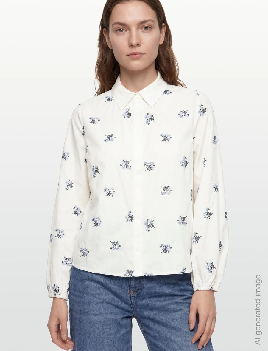 FREE/QUENT - FQLEILA-BLOUSE - langermede bluser - star off-white w. vista blue - 3