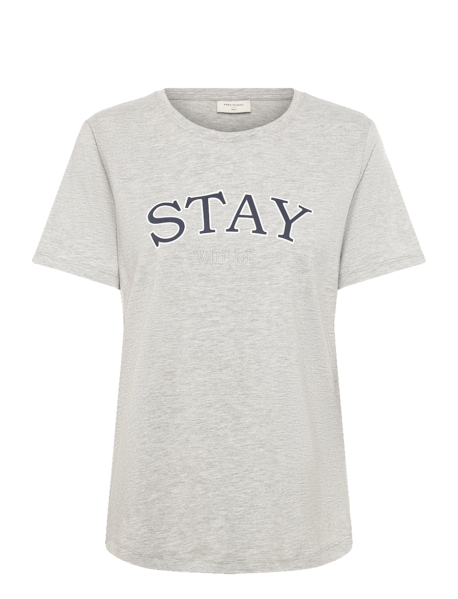 FREE/QUENT - FQFENJAL-TEE - t-shirts - light grey mel. w. navy blazer - 1