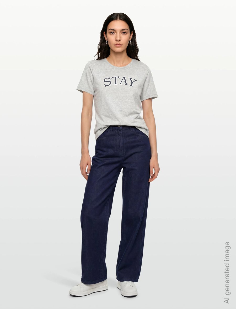 FREE/QUENT - FQFENJAL-TEE - t-shirts - light grey mel. w. navy blazer - 0