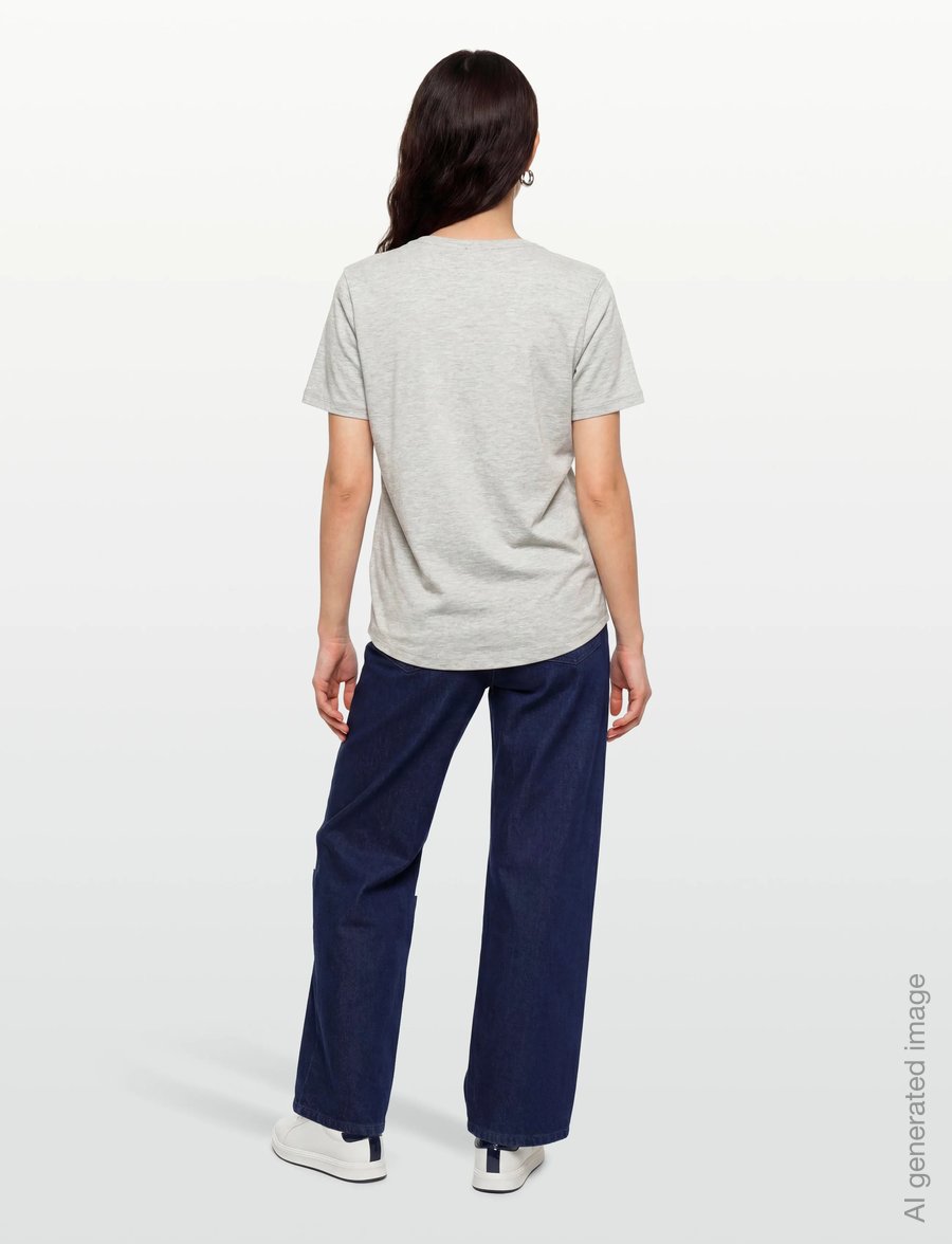 FREE/QUENT - FQFENJAL-TEE - t-shirts - light grey mel. w. navy blazer - 4