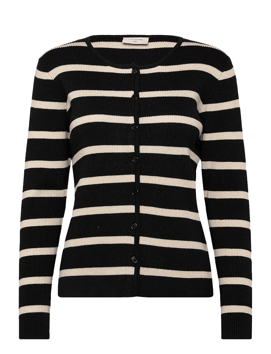 FREE/QUENT - Cardigan from Freequent in a ribbed texture with a beautiful, shimmery look. The - gilets - black w. star off-white - 0