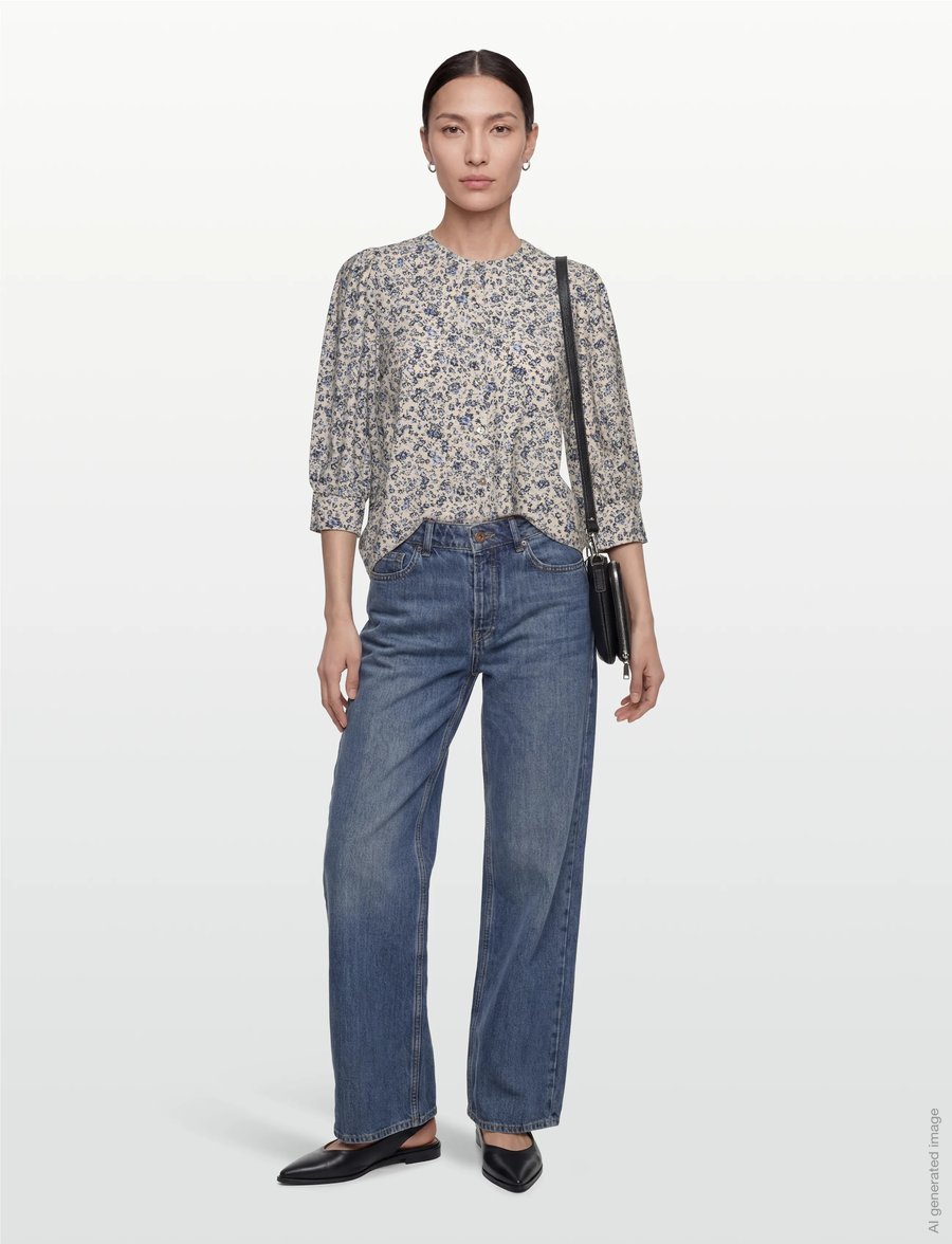 FREE/QUENT - FQMOLLI-SHIRT - long-sleeved shirts - moonbeam w. navy blazer - 0