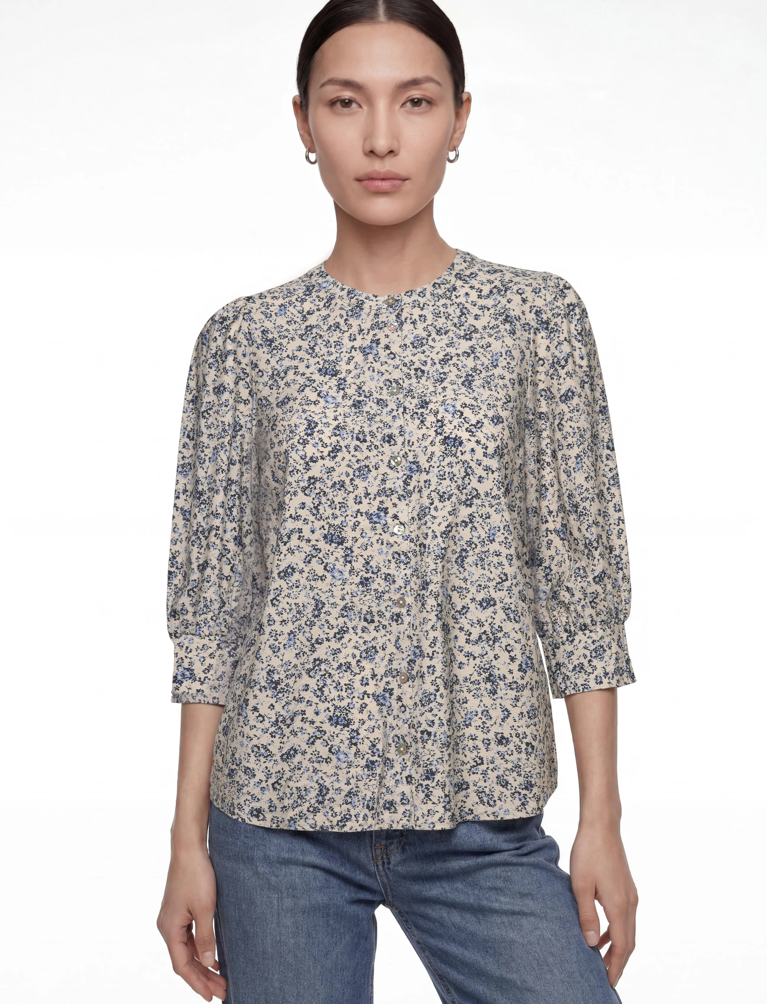 FREE/QUENT - FQMOLLI-SHIRT - long-sleeved shirts - moonbeam w. navy blazer - 3