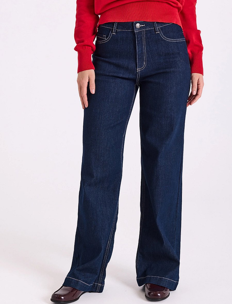 FREE/QUENT - FQLONNI-JEANS - brede jeans - dark blue denim - 0