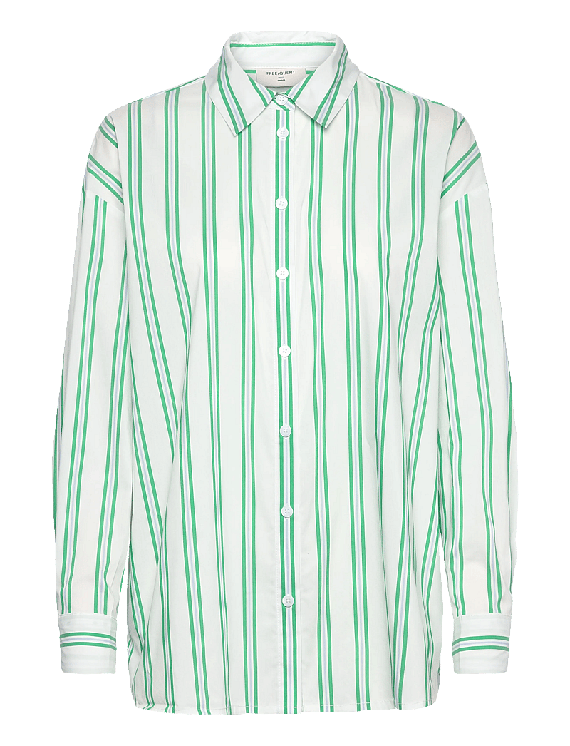 FREE/QUENT - FQFINA-SHIRT - langärmlige hemden - star off-white w. bright green - 1