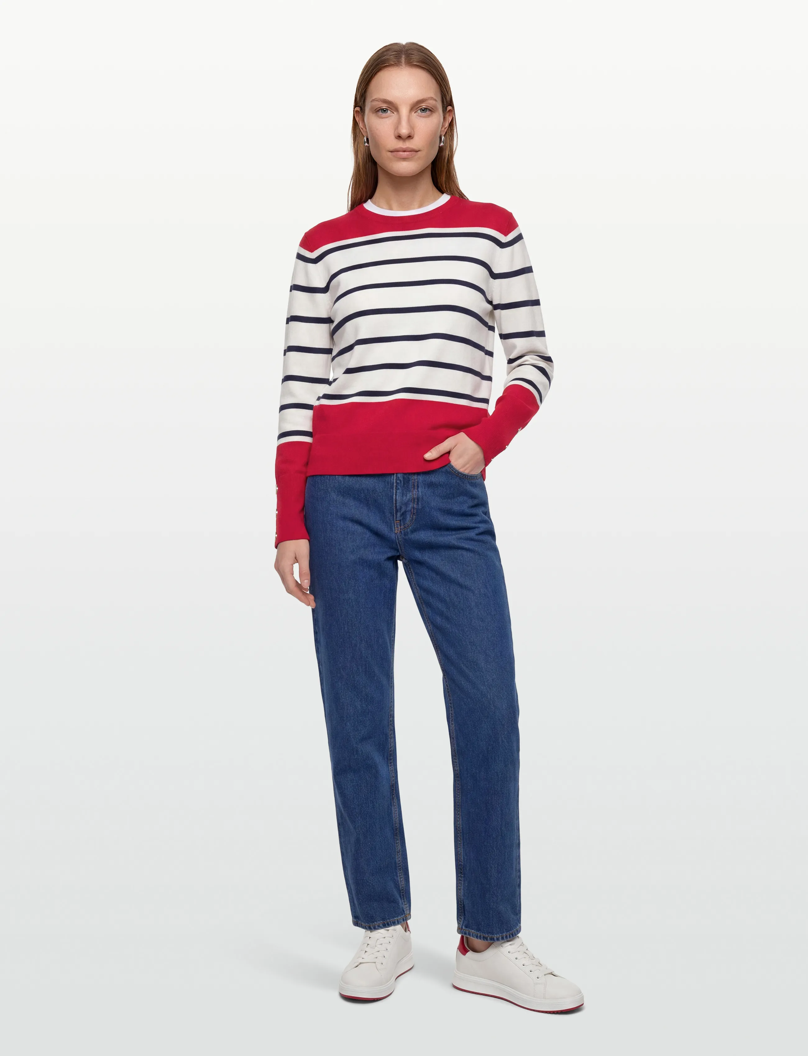 FREE/QUENT - FQKATIE-PULLOVER - jumpers - true red w. star off-white - 0