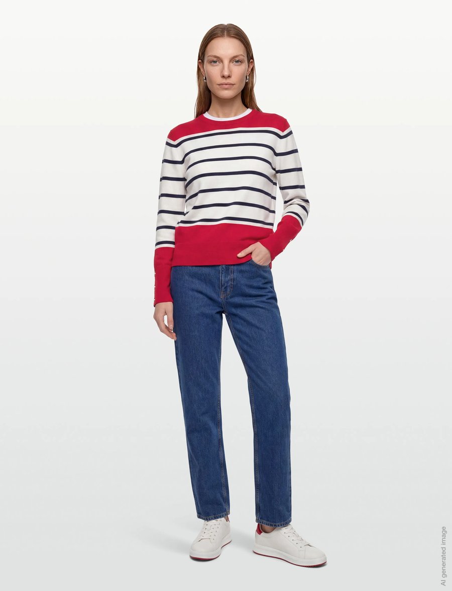 FREE/QUENT - FQKATIE-PULLOVER - pullover - true red w. star off-white - 0