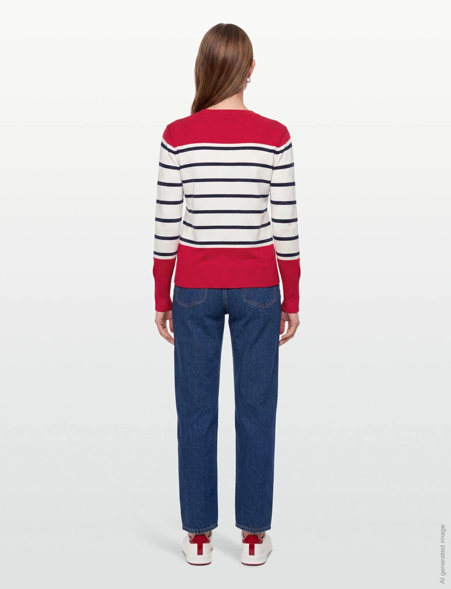 FREE/QUENT - FQKATIE-PULLOVER - pullover - true red w. star off-white - 4