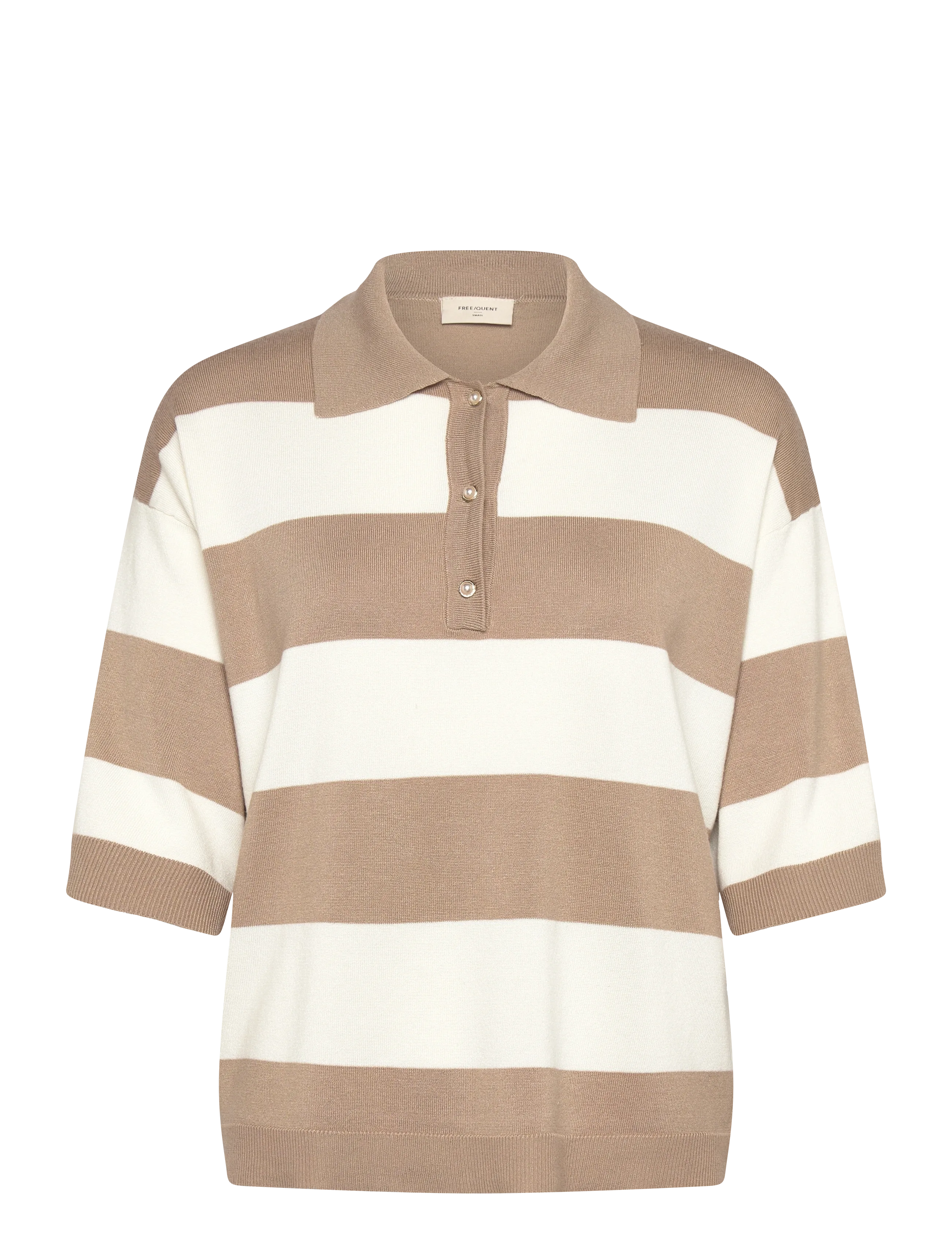 FREE/QUENT FQCONNY-PULLOVER - T-shirts & Toppar - SILVER MINK W. STAR OFF-WHITE / cream