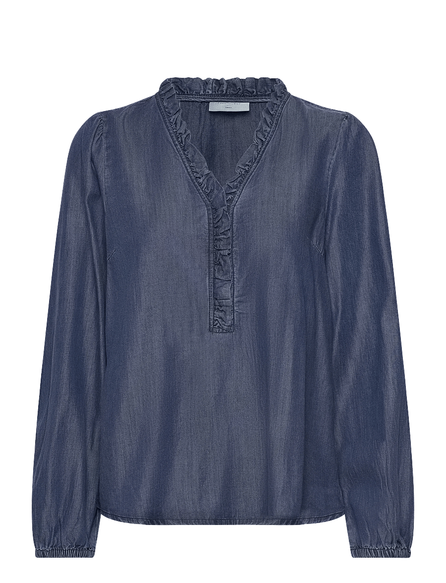 FREE/QUENT - FQWILKE-BLOUSE - long sleeved blouses - medium blue denim - 1