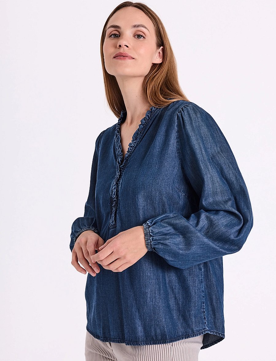 FREE/QUENT - FQWILKE-BLOUSE - long sleeved blouses - medium blue denim - 3