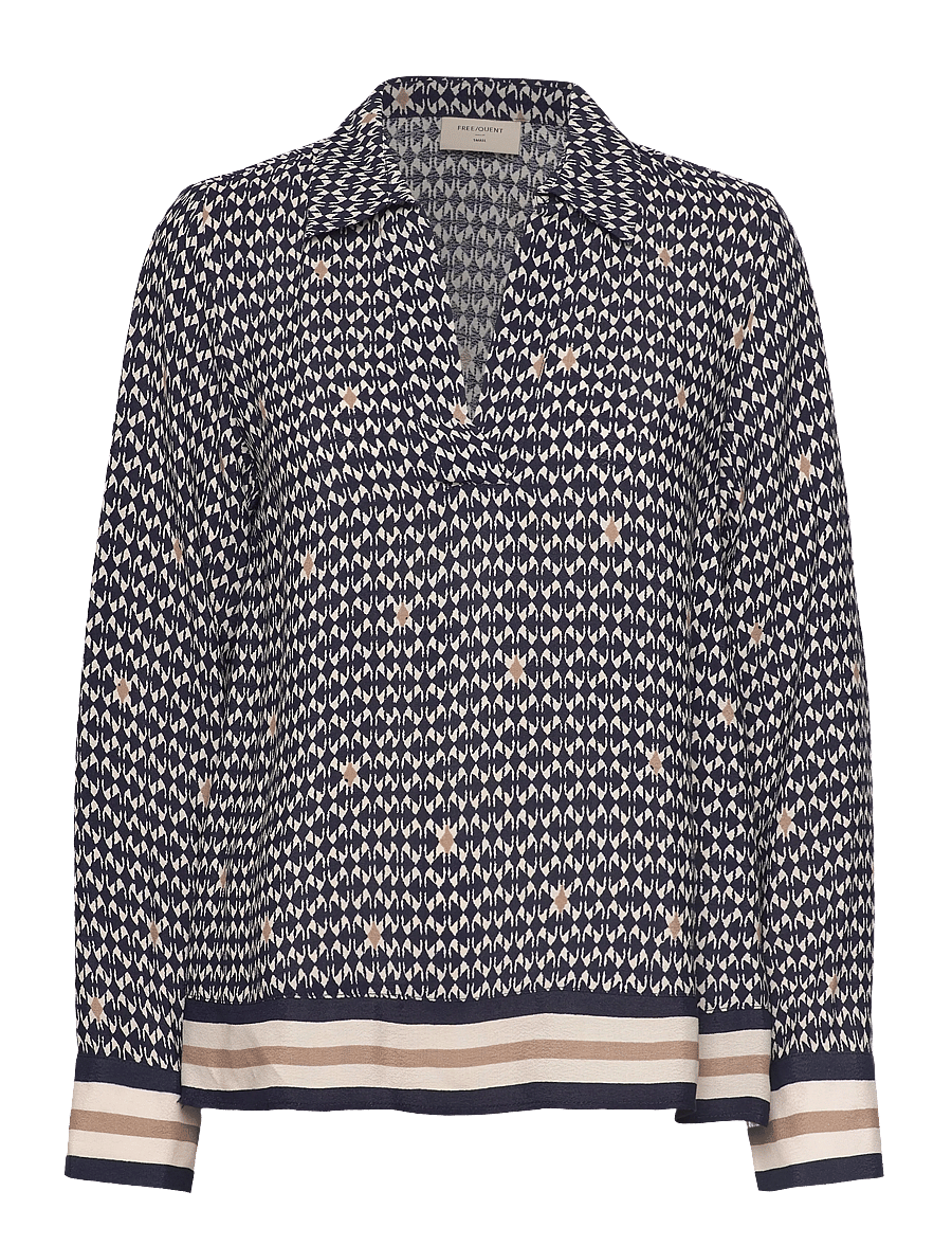 FREE/QUENT - FQNISA-BLOUSE - long sleeved blouses - navy blazer w. moonbeam - 1