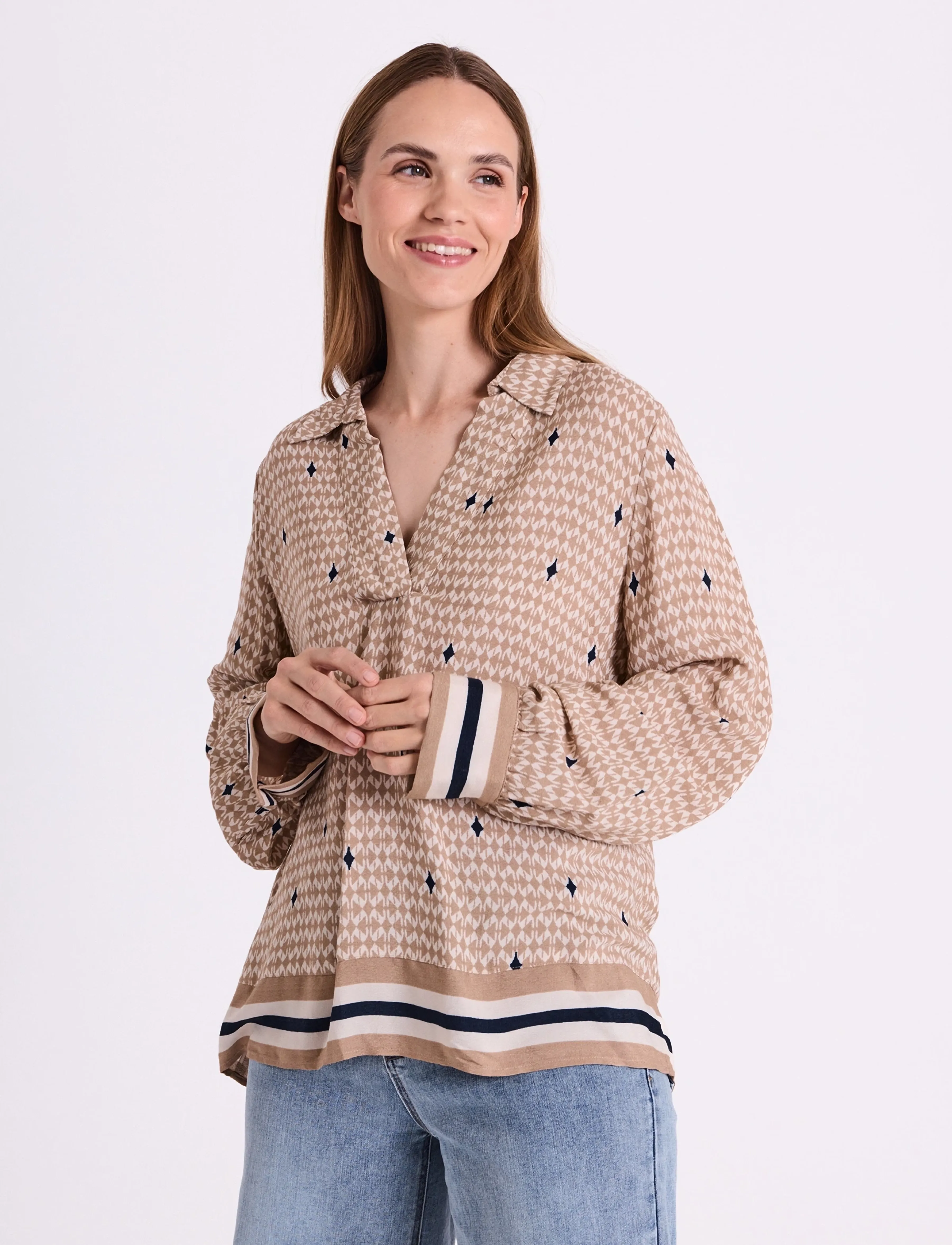 FREE/QUENT FQNISA-BLOUSE - Blouses - SILVER MINK W. MOONBEAM / multi