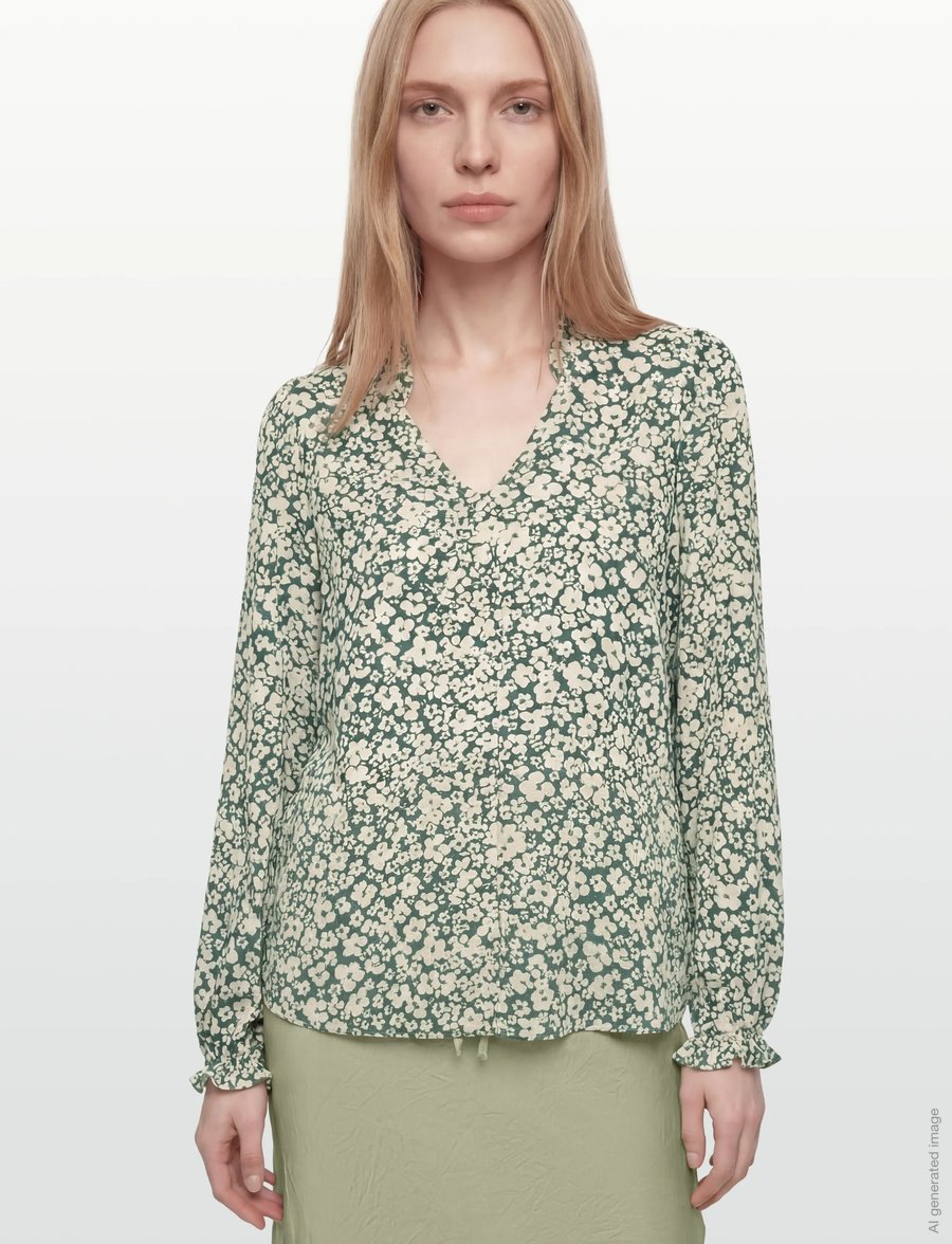 FREE/QUENT - FQADNEY-BLOUSE - langärmelige blusen - dark forest w. moonbeam - 3