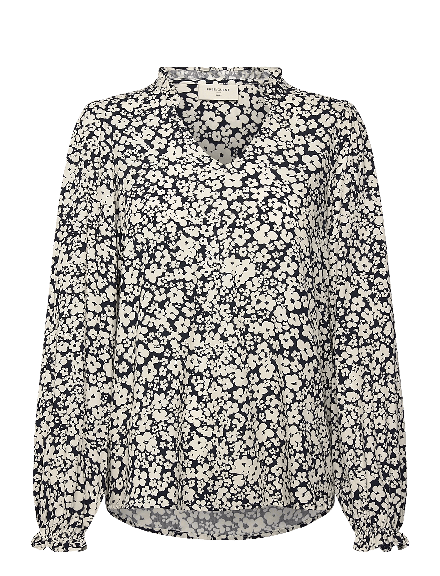 FREE/QUENT - FQADNEY-BLOUSE - long sleeved blouses - navy blazer w. moonbeam - 1