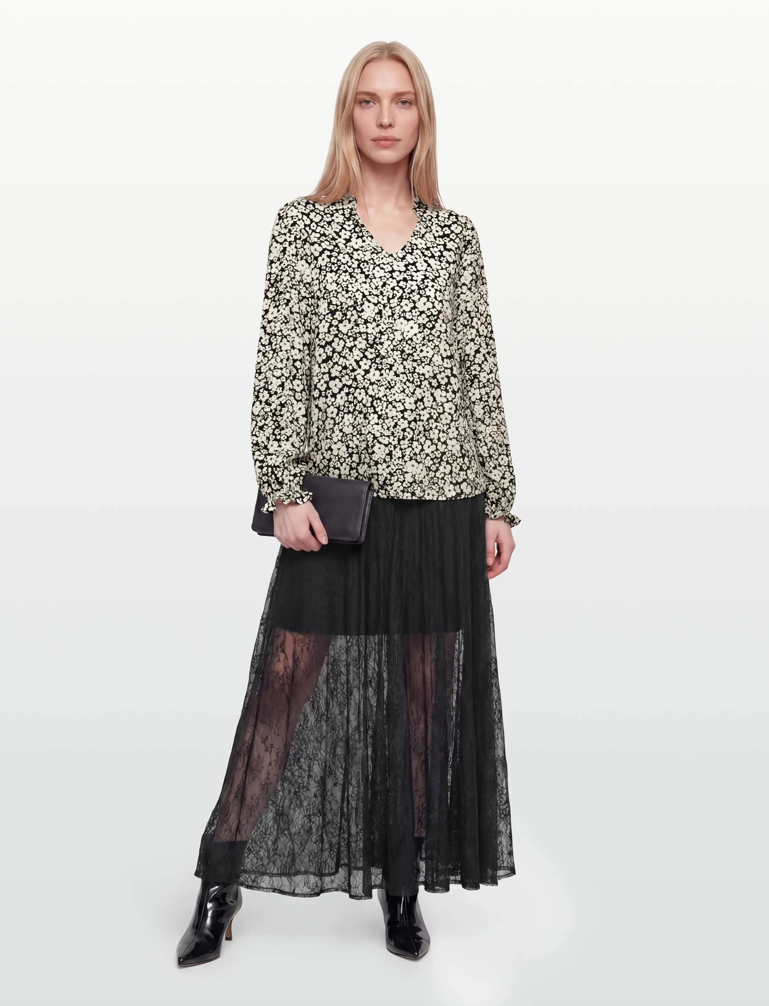 FREE/QUENT FQADNEY-BLOUSE - Long sleeved blouses - NAVY BLAZER W. MOONBEAM / multi