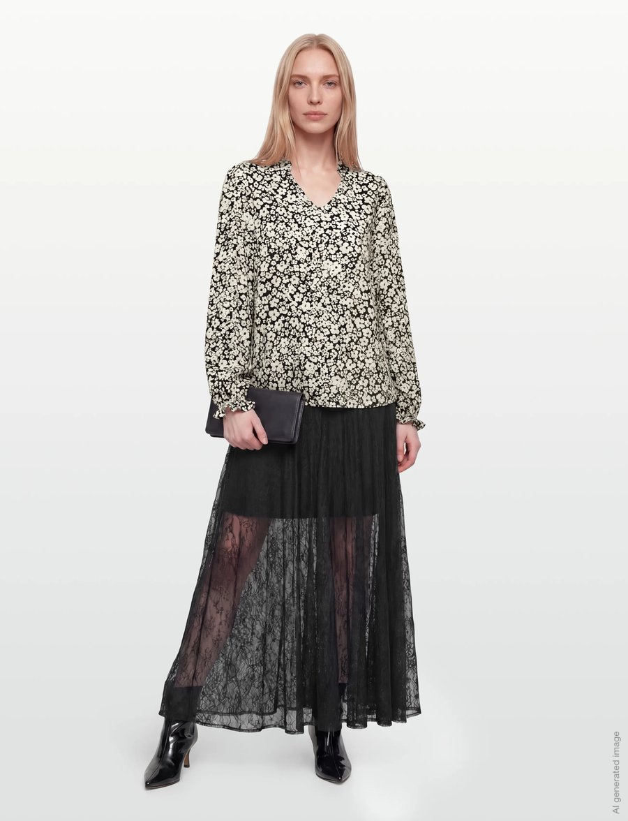 FREE/QUENT - FQADNEY-BLOUSE - long sleeved blouses - navy blazer w. moonbeam - 0