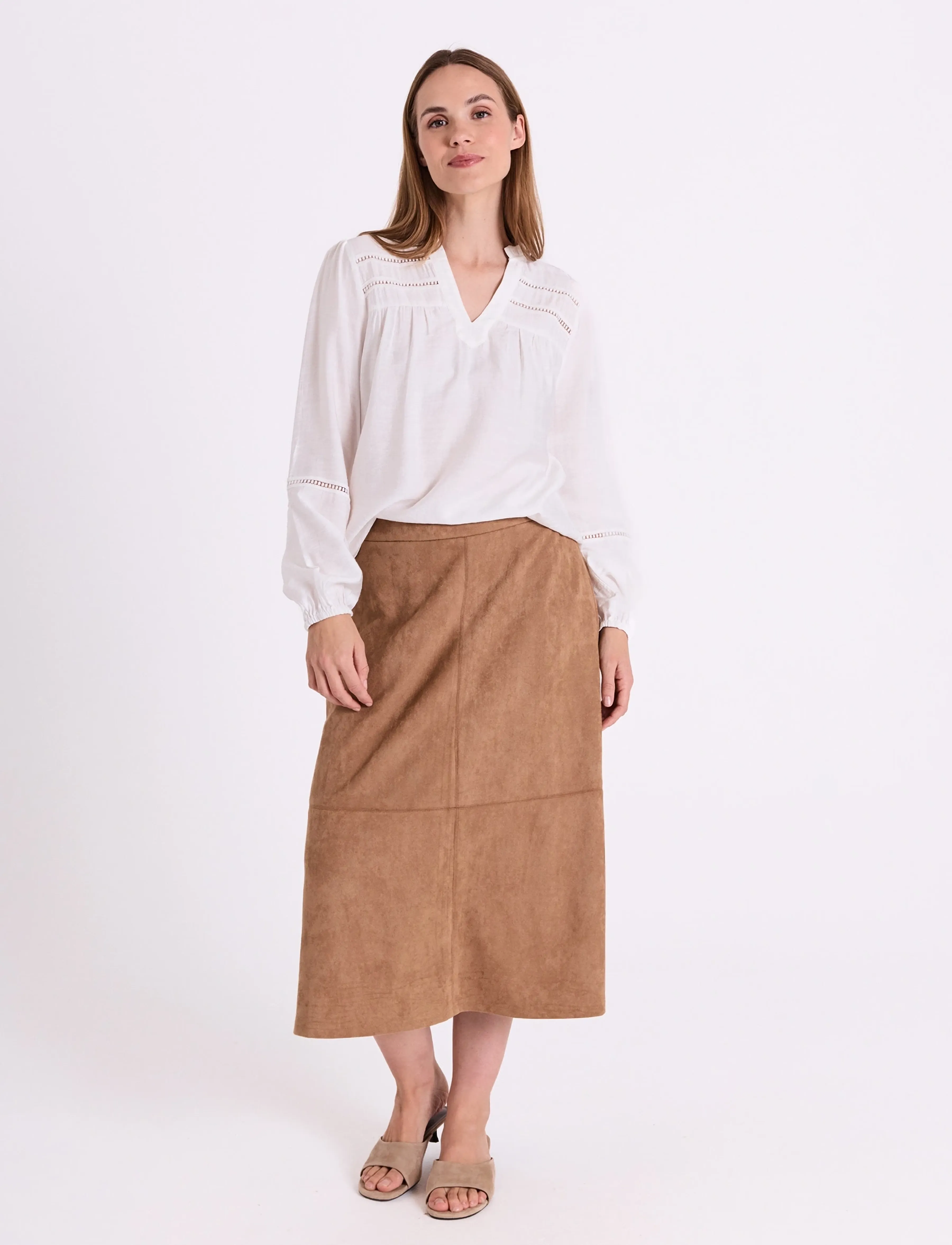 FREE/QUENT Fqduva-Skirt, S, Röcke, Braun - Knee-length & Midi Frauen