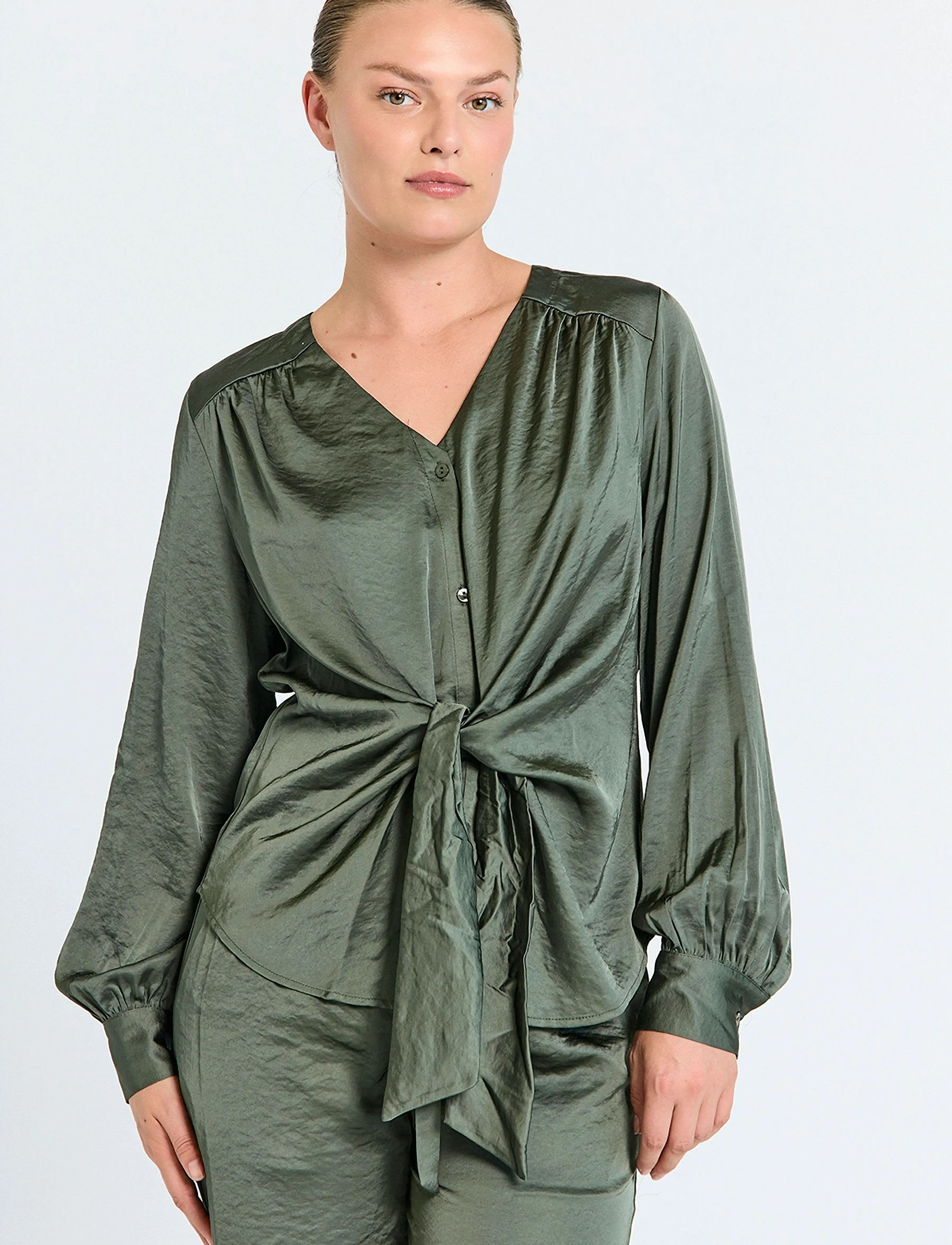 FREE/QUENT FQBISKA-BLOUSE - Blusen - KOMBU GREEN / green