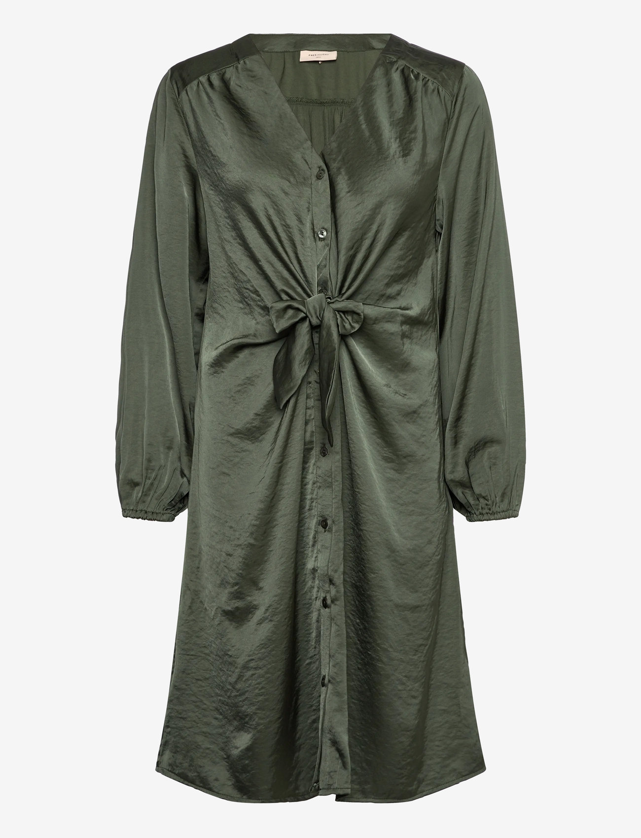 FREE/QUENT - Dress from Freequent in a beautiful satin material. The dress has long sleeves, - wickelkleider - kombu green - 0