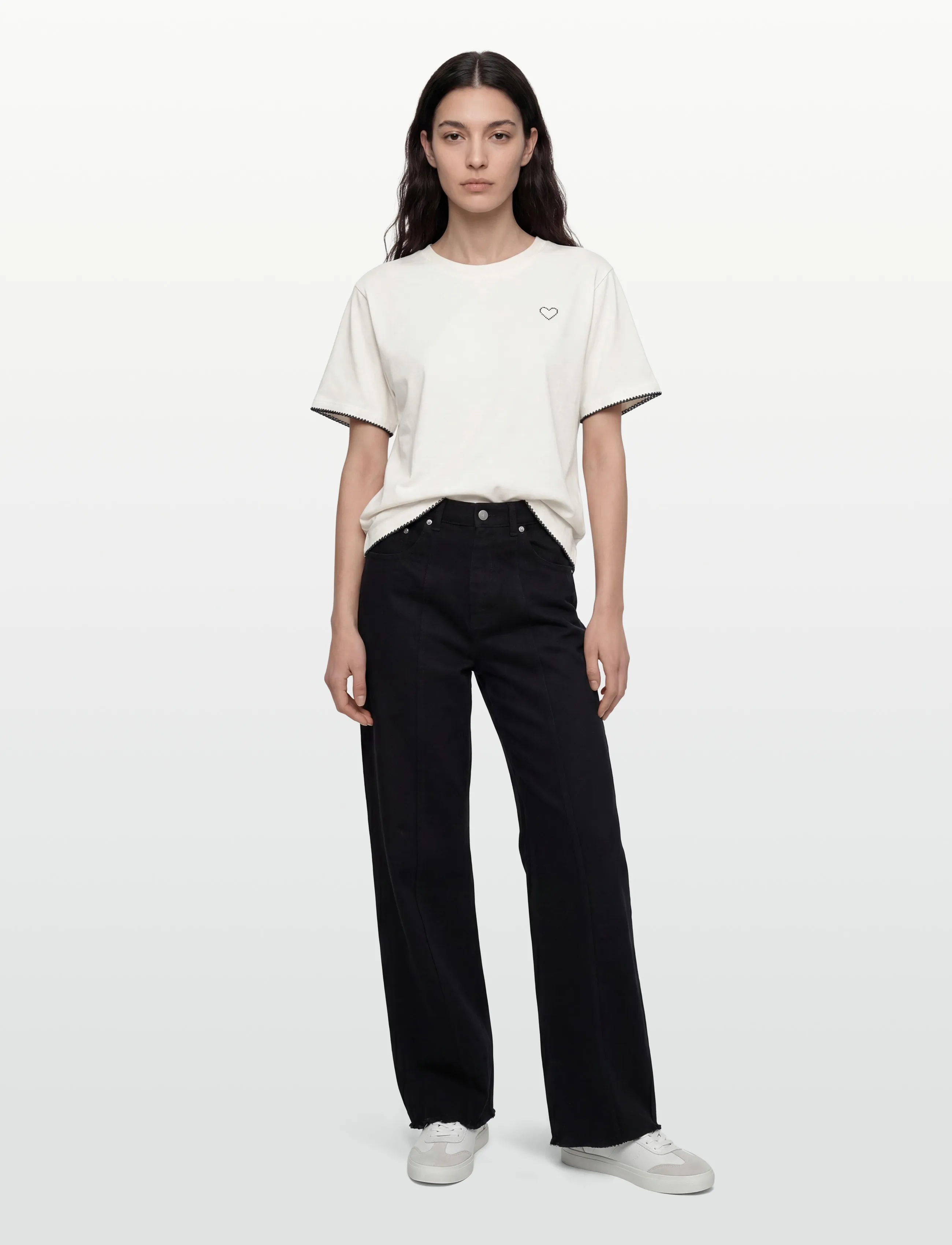 FREE/QUENT FQSORANA-TEE - T-shirts - STAR OFF-WHITE W. NAVY BLAZER / cream