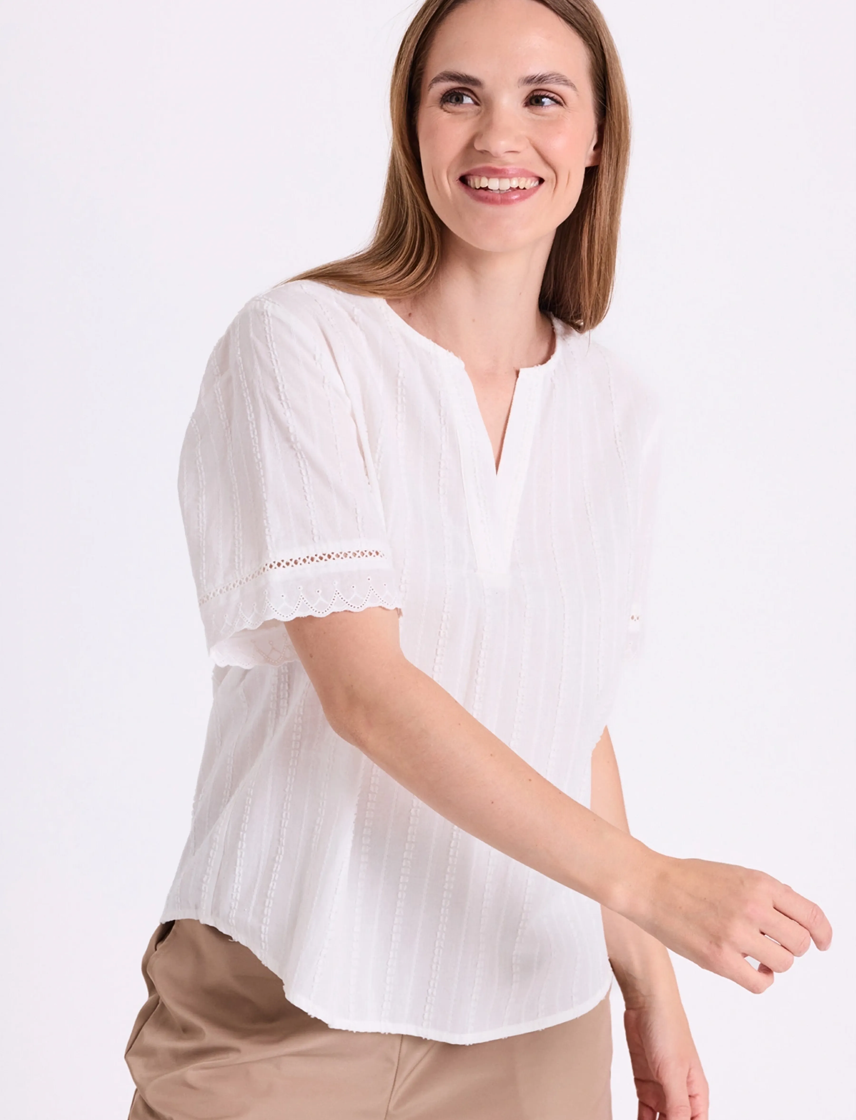 FREE/QUENT Fqane-Blouse, L, White, Bluser > Kortærmede, Dame