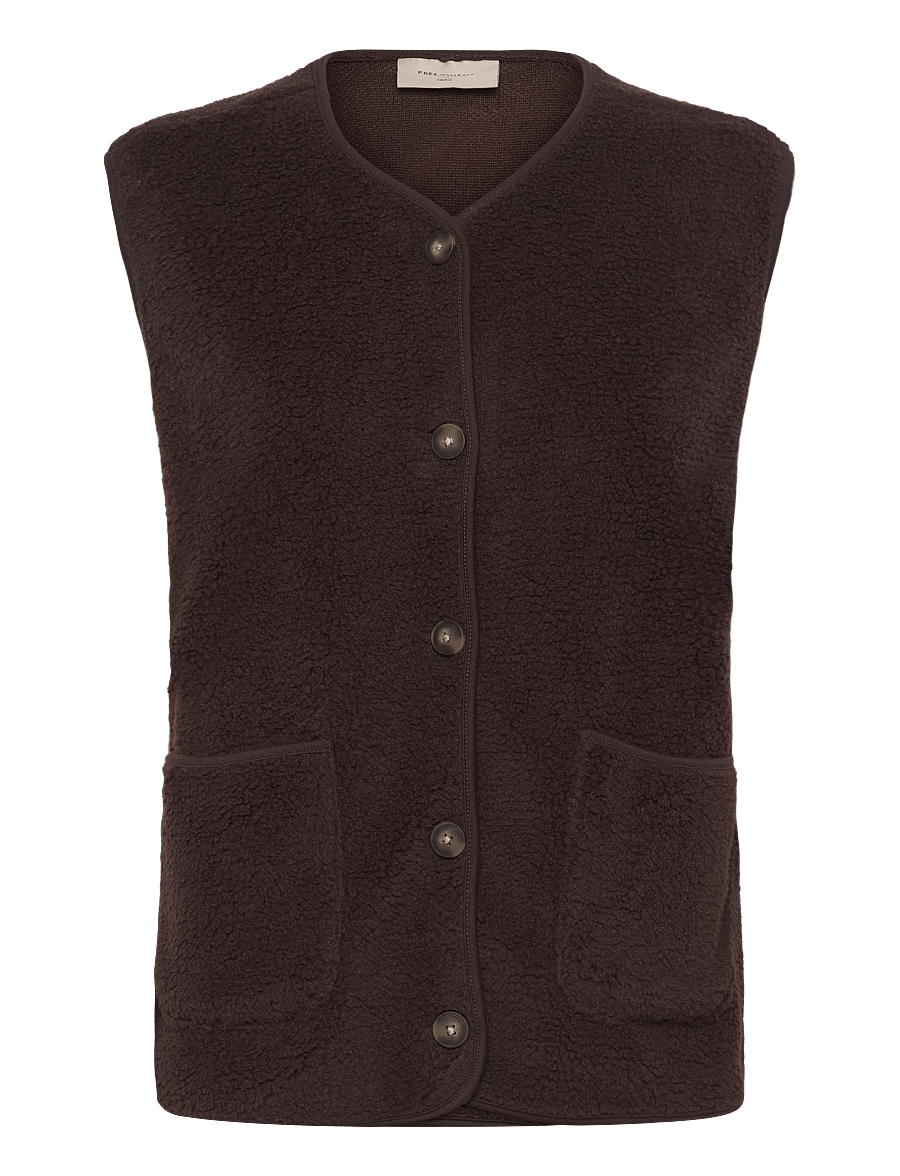 FREE/QUENT - FQTEDDY-WAISTCOAT - teddy-vestid - coffee bean - 1