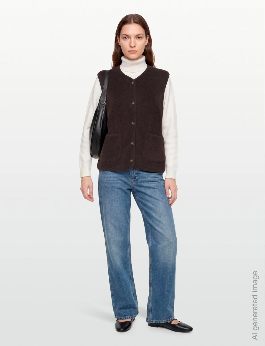 FREE/QUENT - FQTEDDY-WAISTCOAT - teddy-vestid - coffee bean - 0