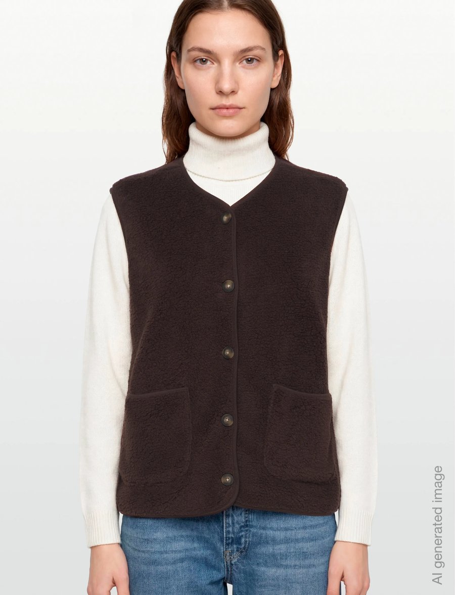 FREE/QUENT - FQTEDDY-WAISTCOAT - teddy-vestid - coffee bean - 3