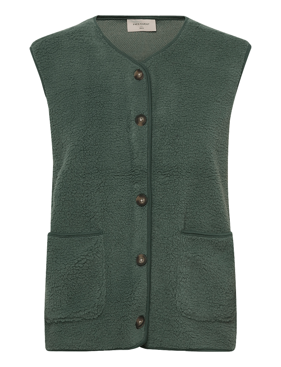 FREE/QUENT - FQTEDDY-WAISTCOAT - teddy-vestid - dark forest - 1