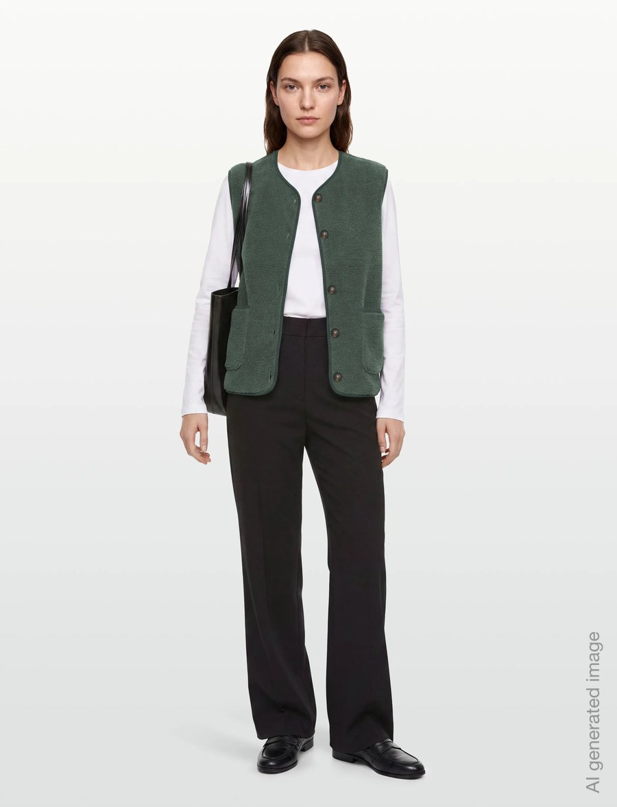 FREE/QUENT - FQTEDDY-WAISTCOAT - teddy-vestid - dark forest - 0