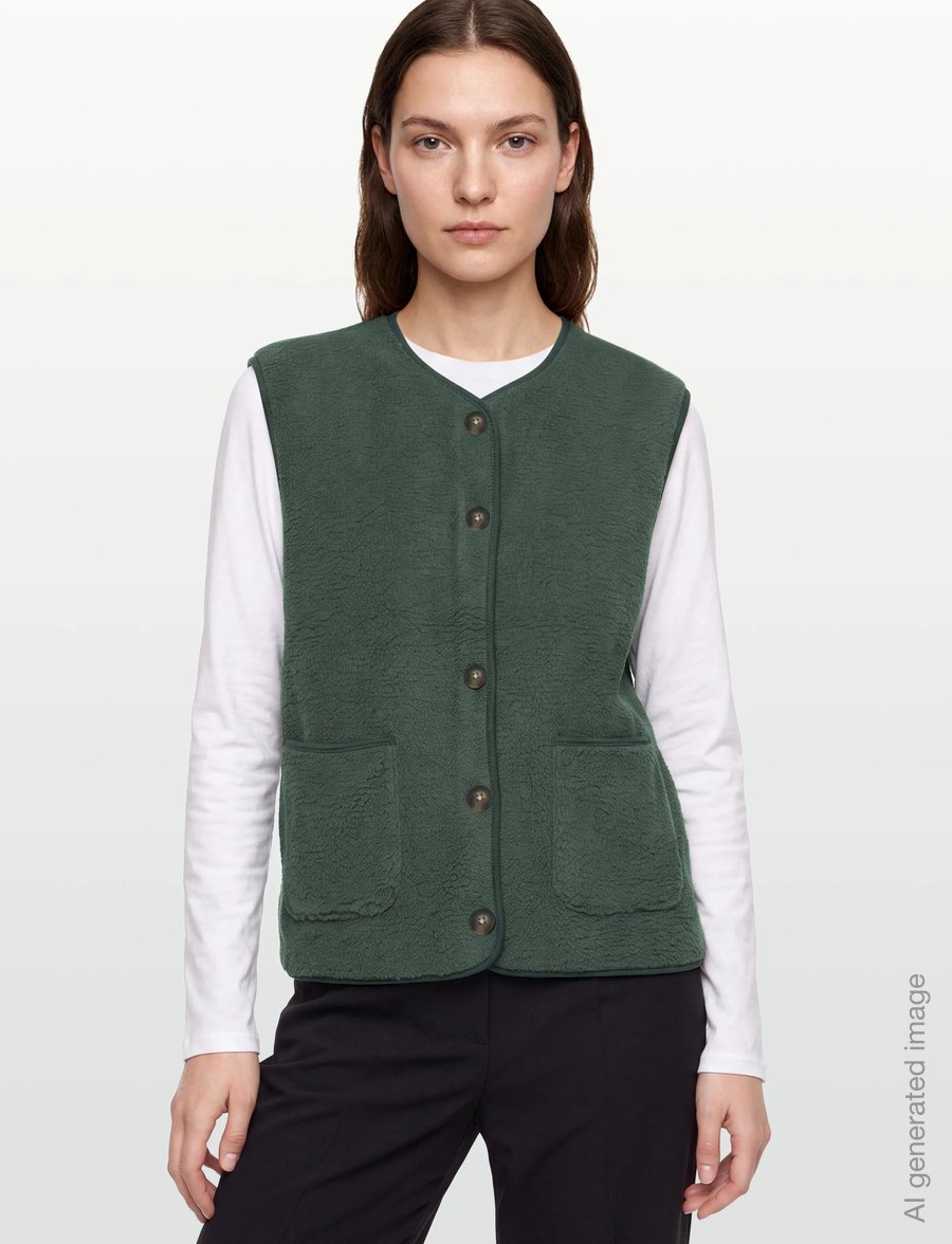 FREE/QUENT - FQTEDDY-WAISTCOAT - teddy-vestid - dark forest - 3