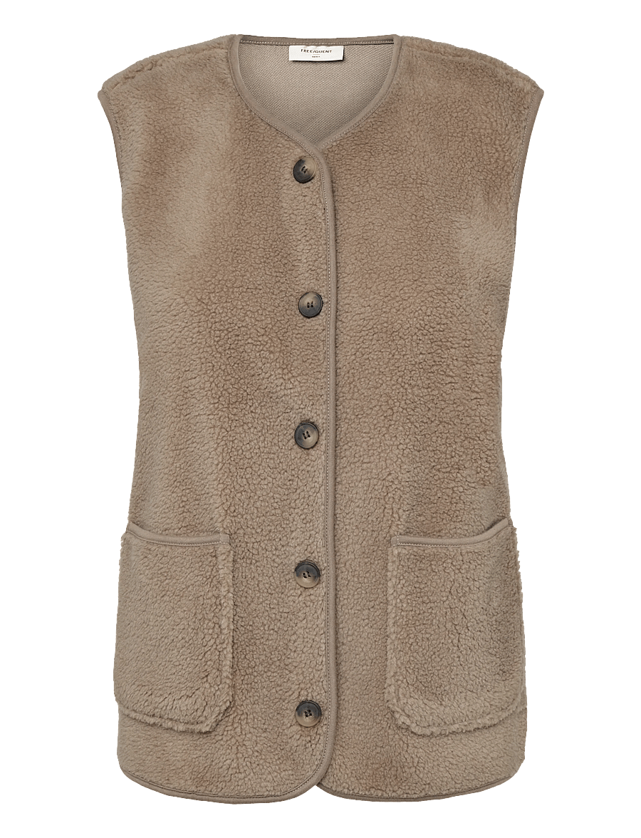 FREE/QUENT - FQTEDDY-WAISTCOAT - fleece- og teddyveste - desert taupe - 1