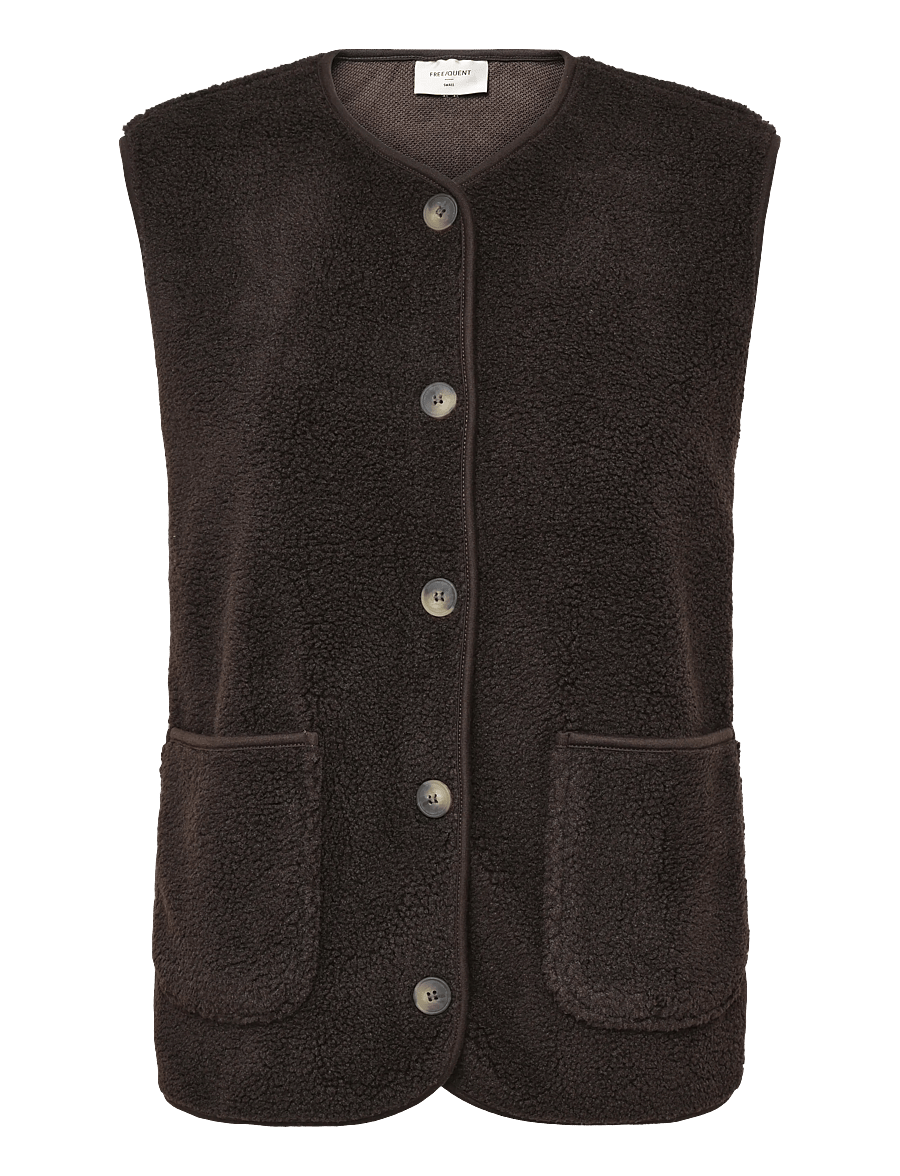 FREE/QUENT - FQTEDDY-WAISTCOAT - teddy-vestid - mole - 0