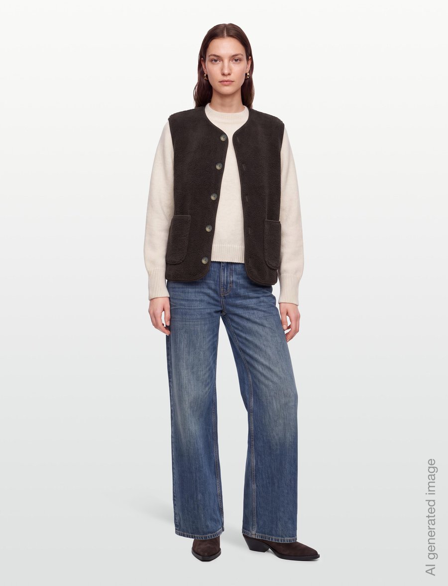 FREE/QUENT - FQTEDDY-WAISTCOAT - fleece- och teddyvästar - mole - 0