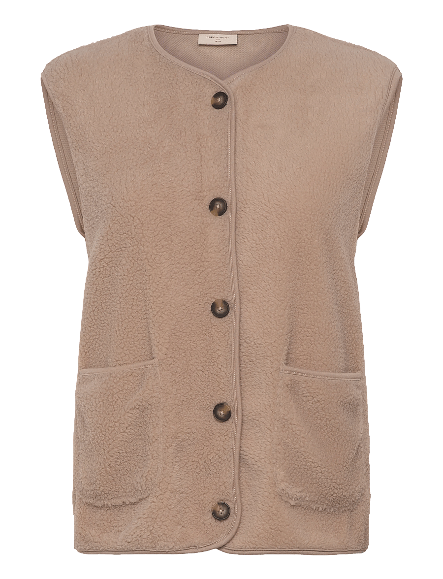 FREE/QUENT - FQTEDDY-WAISTCOAT - fleece & teddy vests - simply taupe - 1