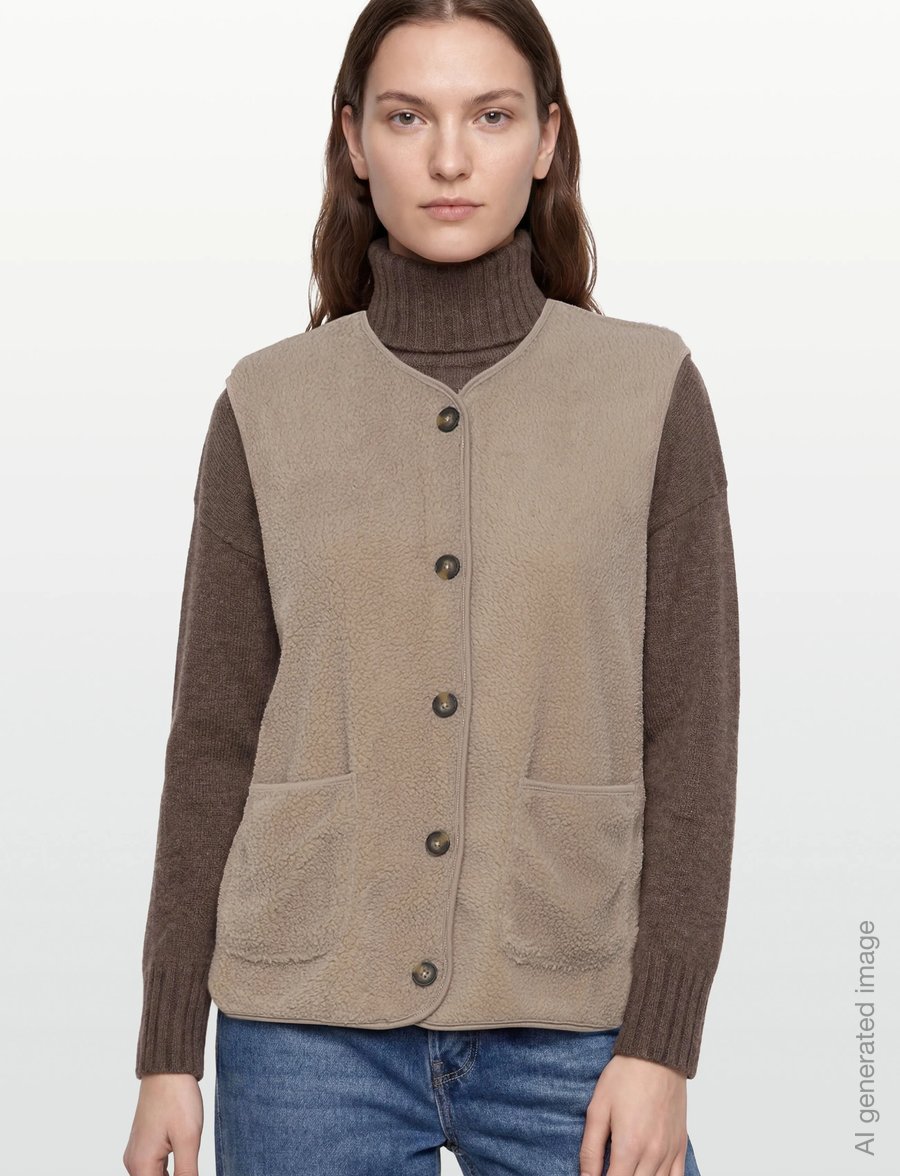 FREE/QUENT - FQTEDDY-WAISTCOAT - fleece & teddy vests - simply taupe - 3