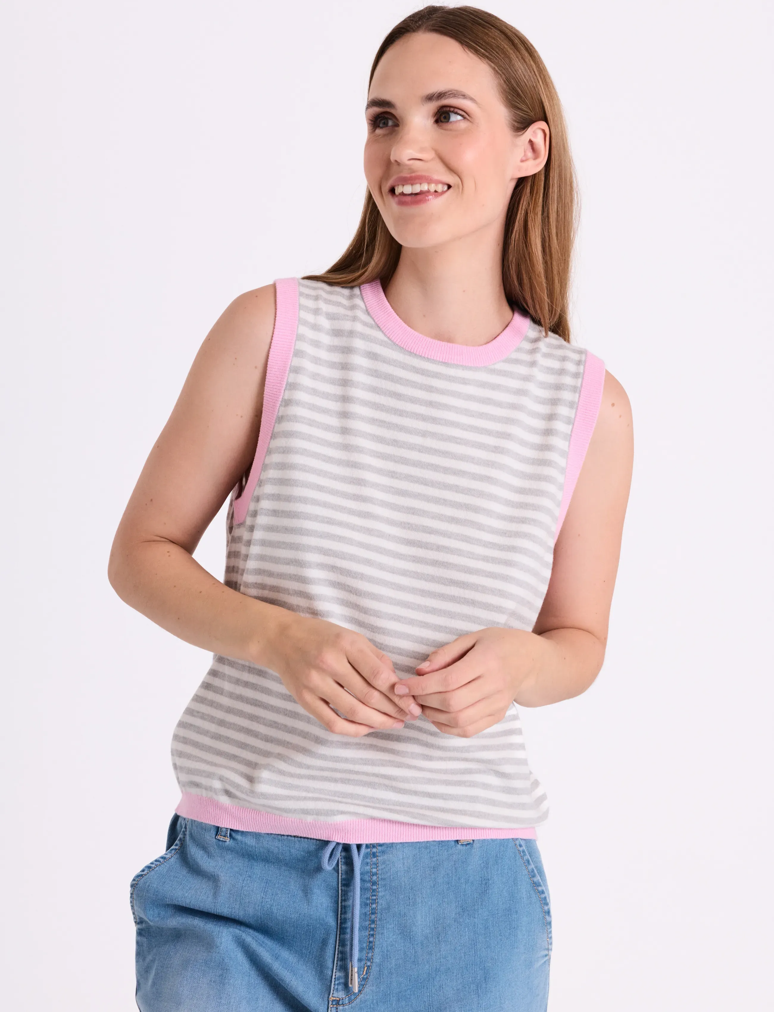FREE/QUENT - FQZANTI-TOP - linnen - star off-white w. sweet lilac - 3