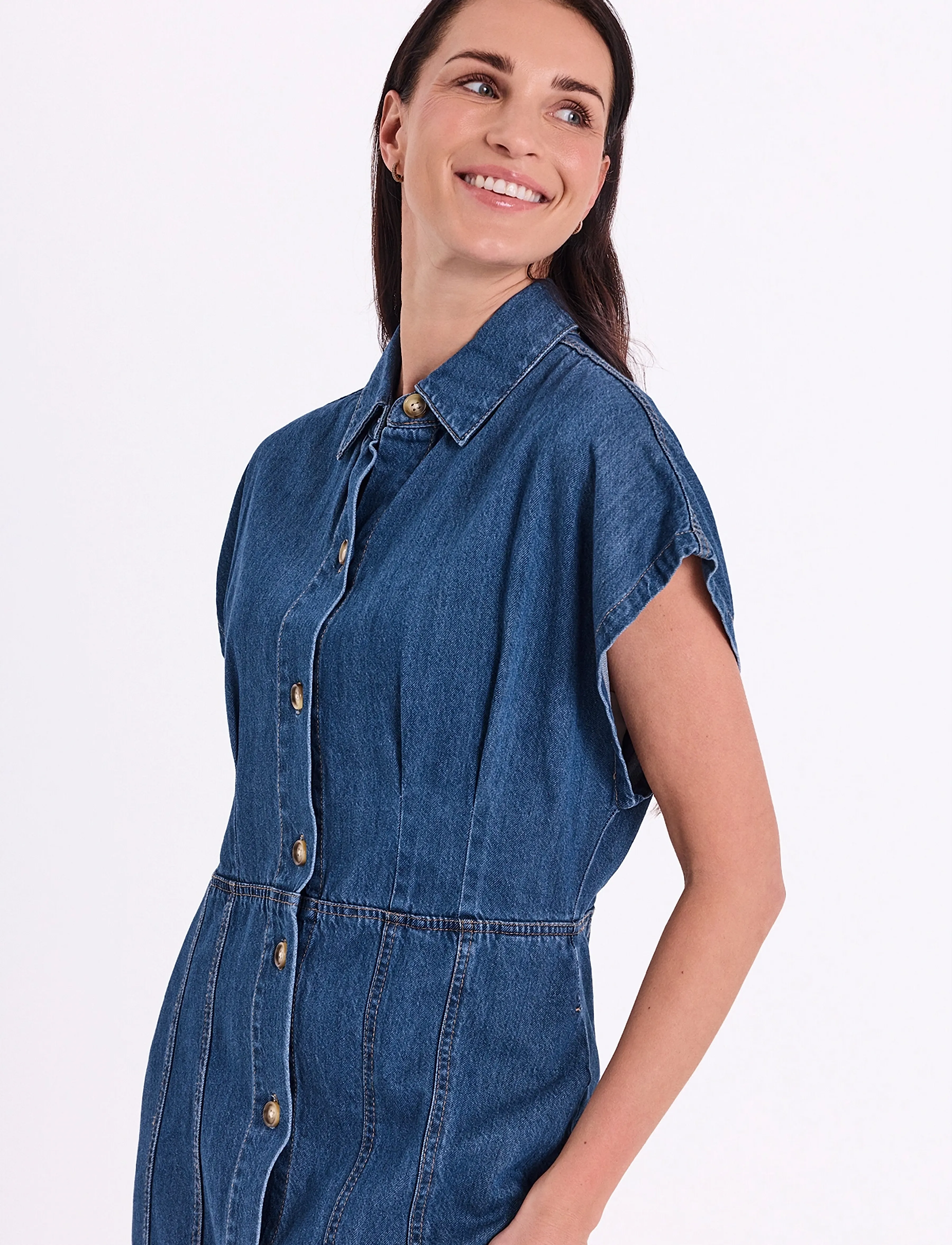 FREE/QUENT - FQALIA-DRESS - summer dresses - medium blue denim - 3
