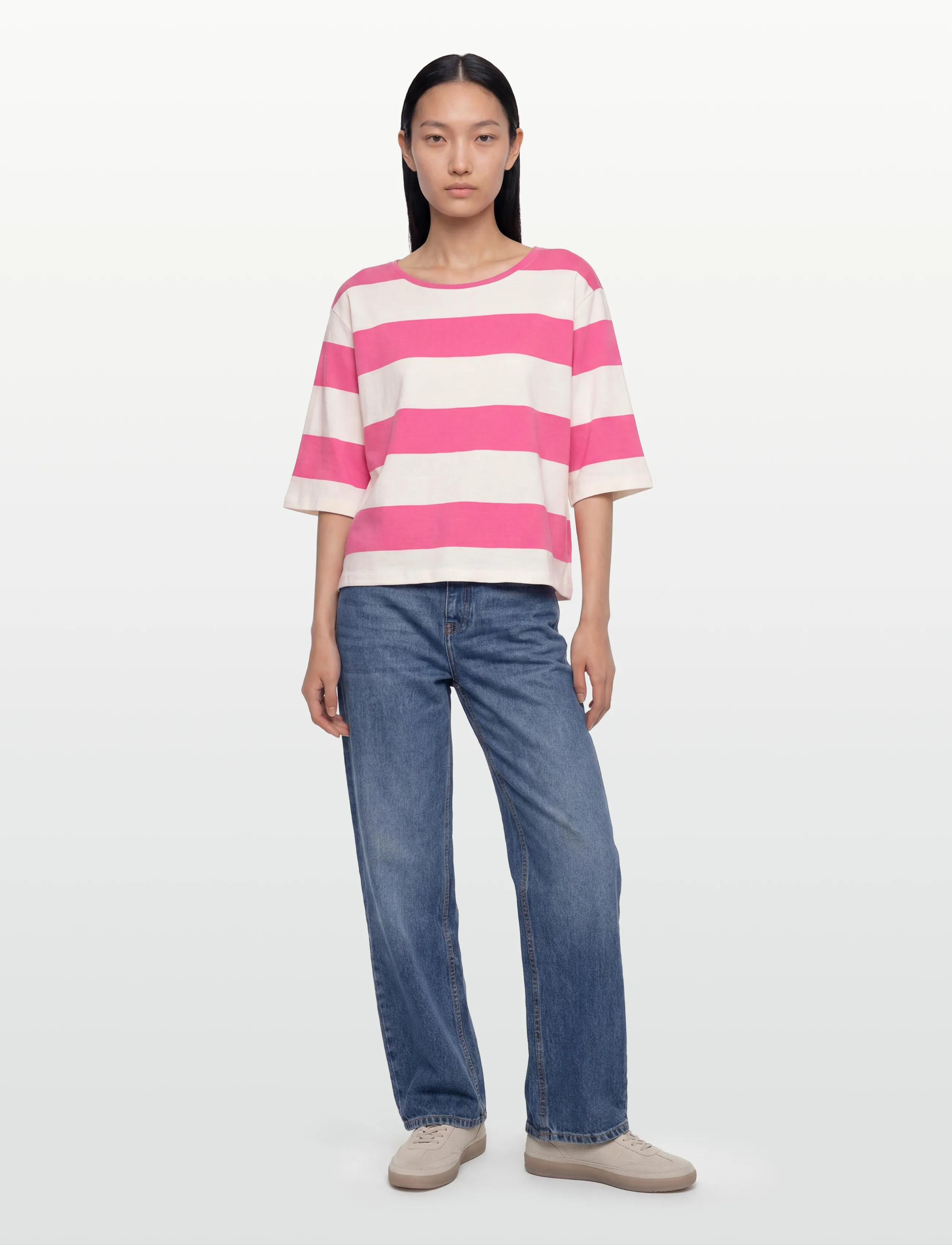 FREE/QUENT FQFAMILA-TEE - T-shirts & Toppe - STAR OFF-WHITE W. WILD ORCHID / pink/rose
