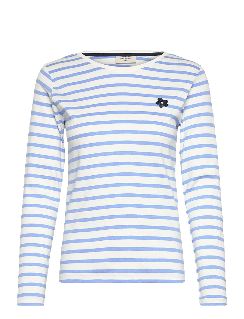 FREE/QUENT - FQFAMILA-TEE - langärmlige tops - star off-white w. vista blue - 1