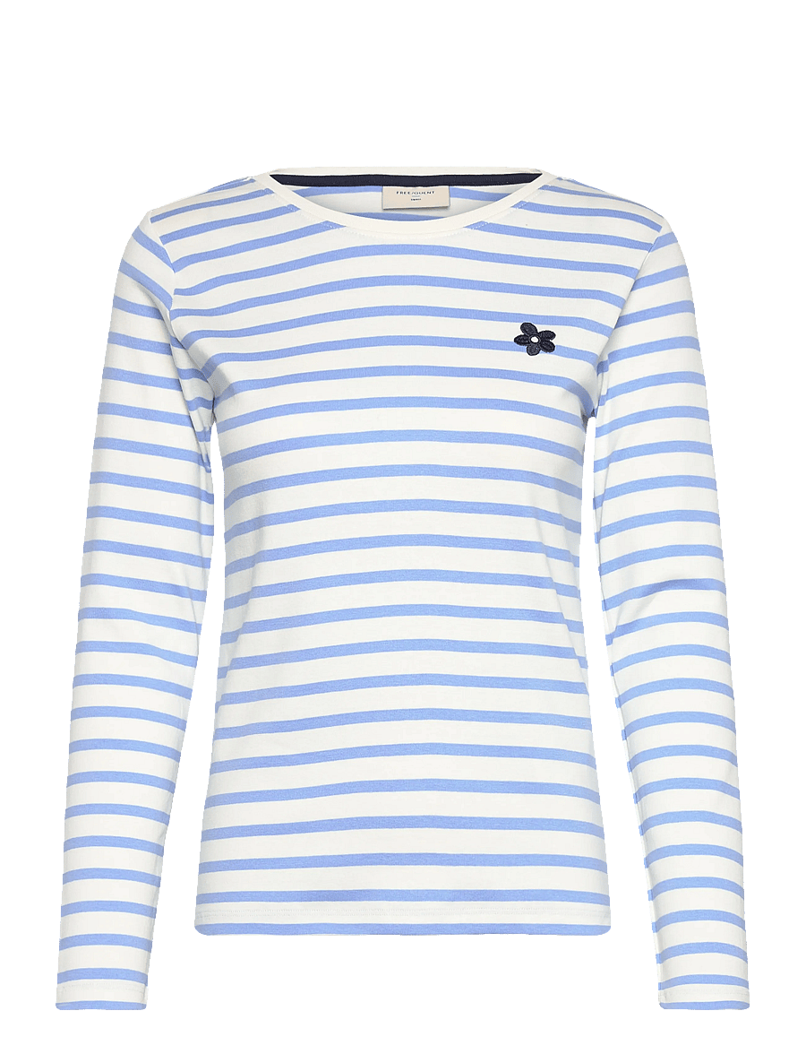 FREE/QUENT - FQFAMILA-TEE - langärmlige tops - star off-white w. vista blue - 1