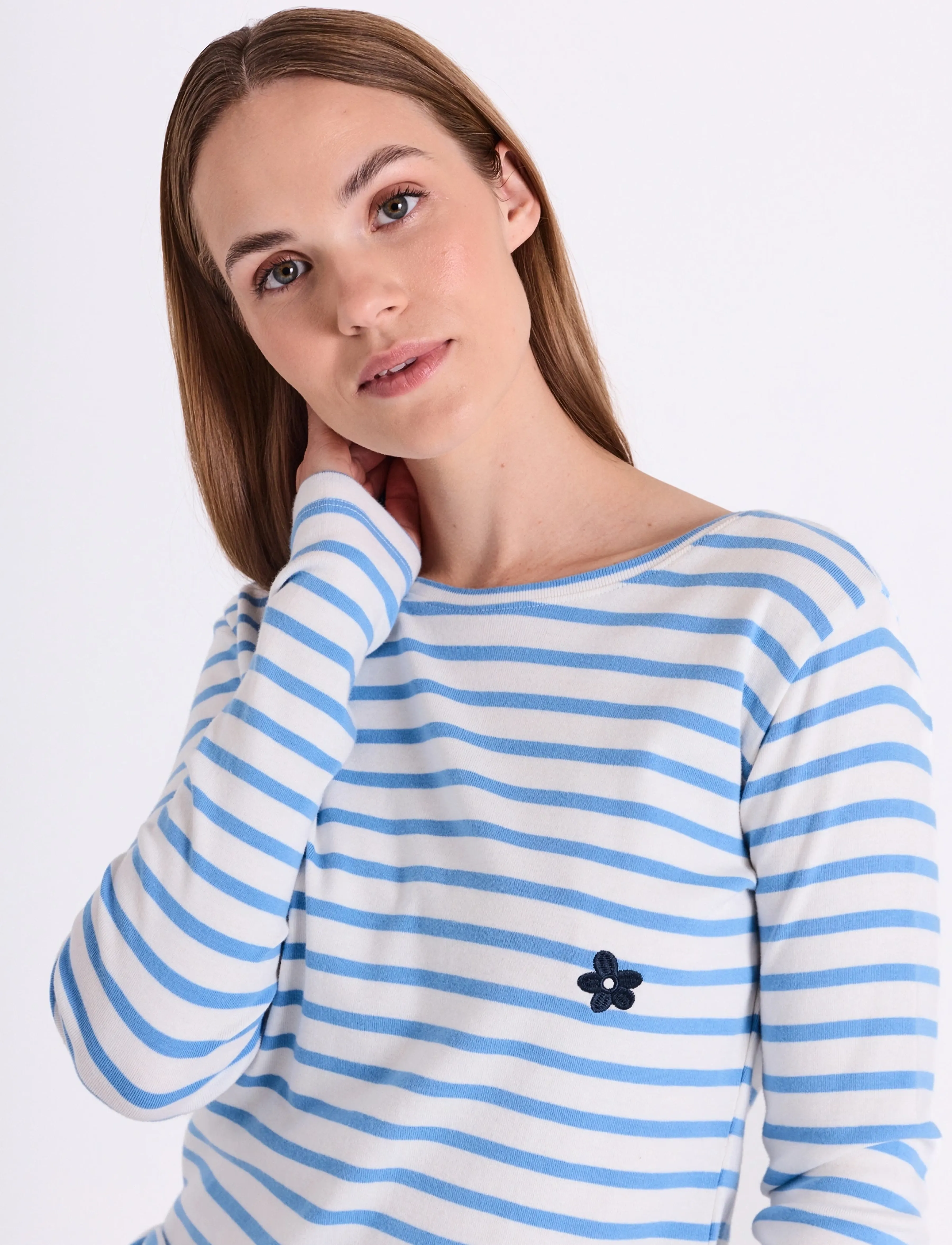 FREE/QUENT - FQFAMILA-TEE - långärmade toppar - star off-white w. vista blue - 3