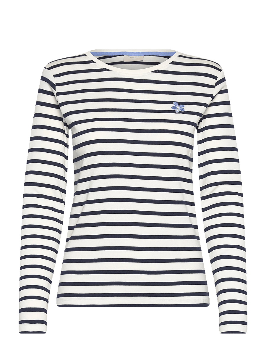 FREE/QUENT - FQFAMILA-TEE - langärmlige tops - star off-white w. navy blazer - 1