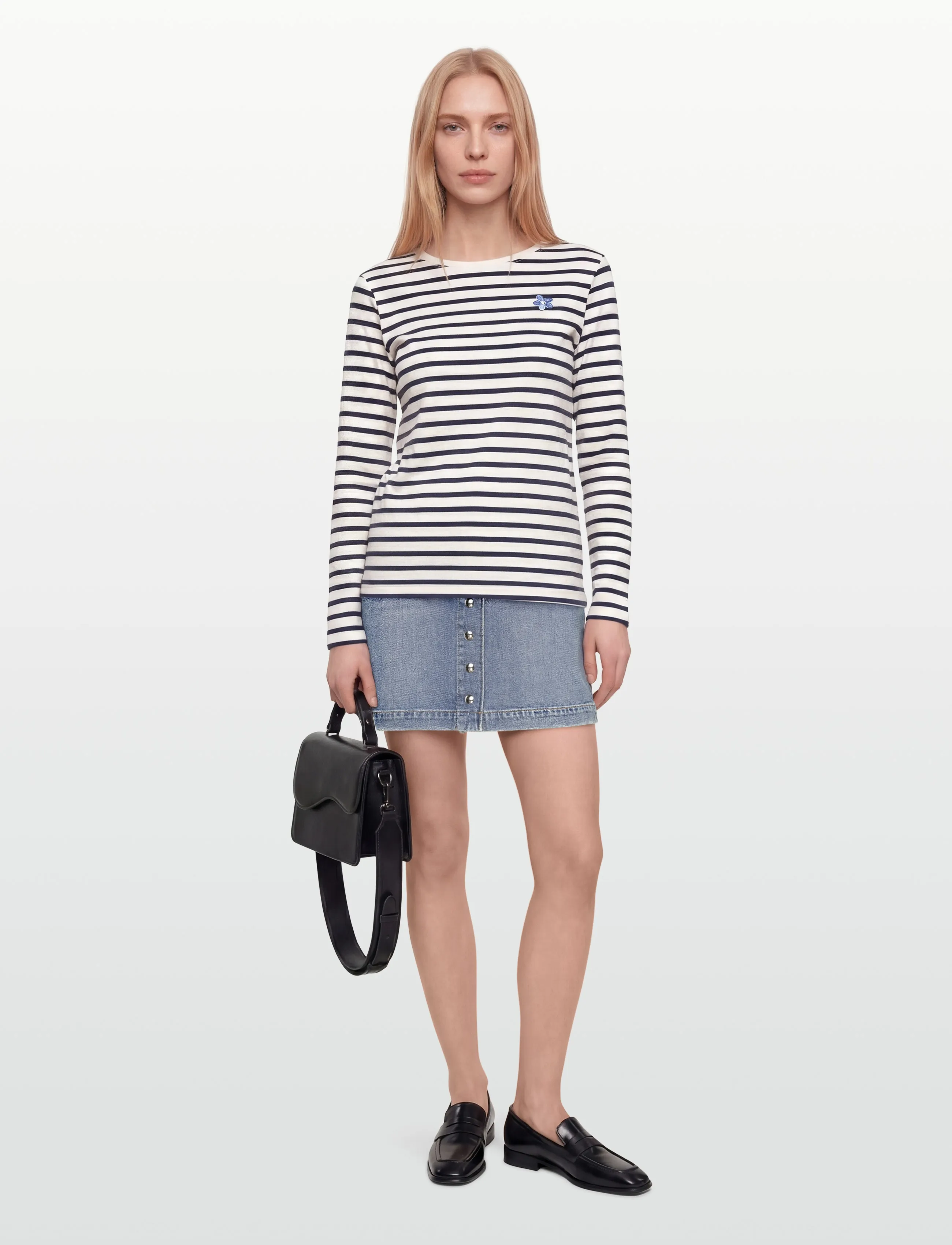 FREE/QUENT Fqfamila-Tee, S, Navy, T-Shirts & Toppe > Langærmede, Dame