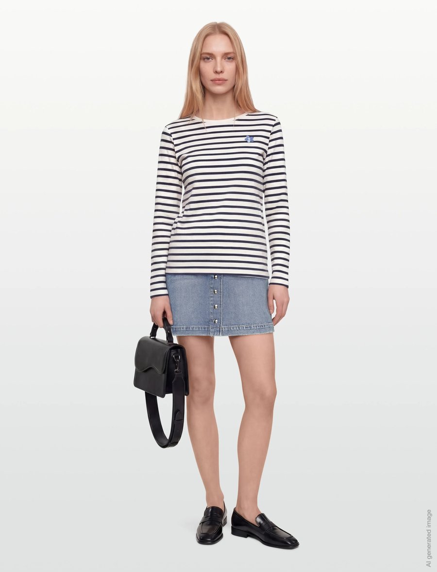 FREE/QUENT - FQFAMILA-TEE - langärmlige tops - star off-white w. navy blazer - 0